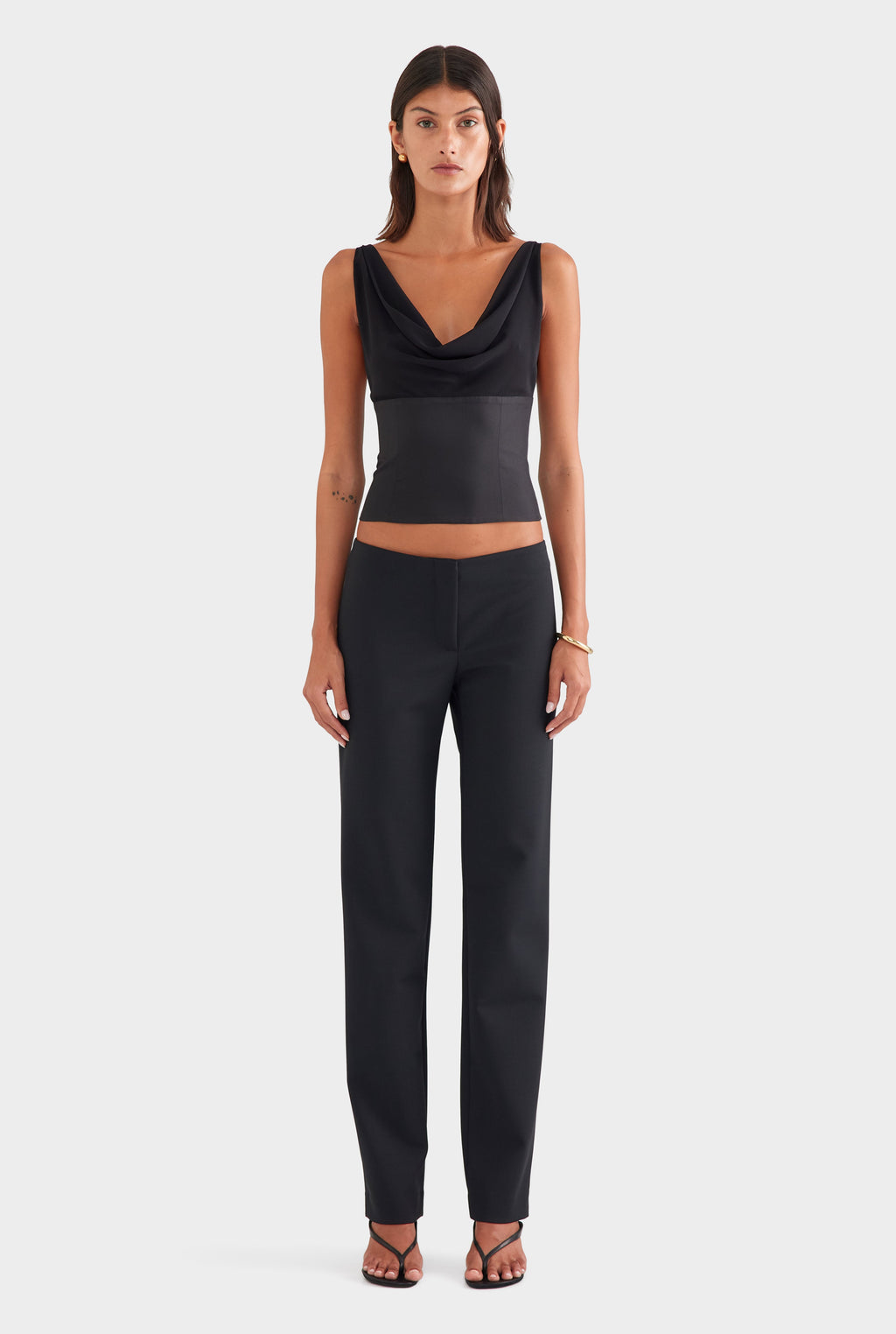 Silk Cowl Bustier - Black