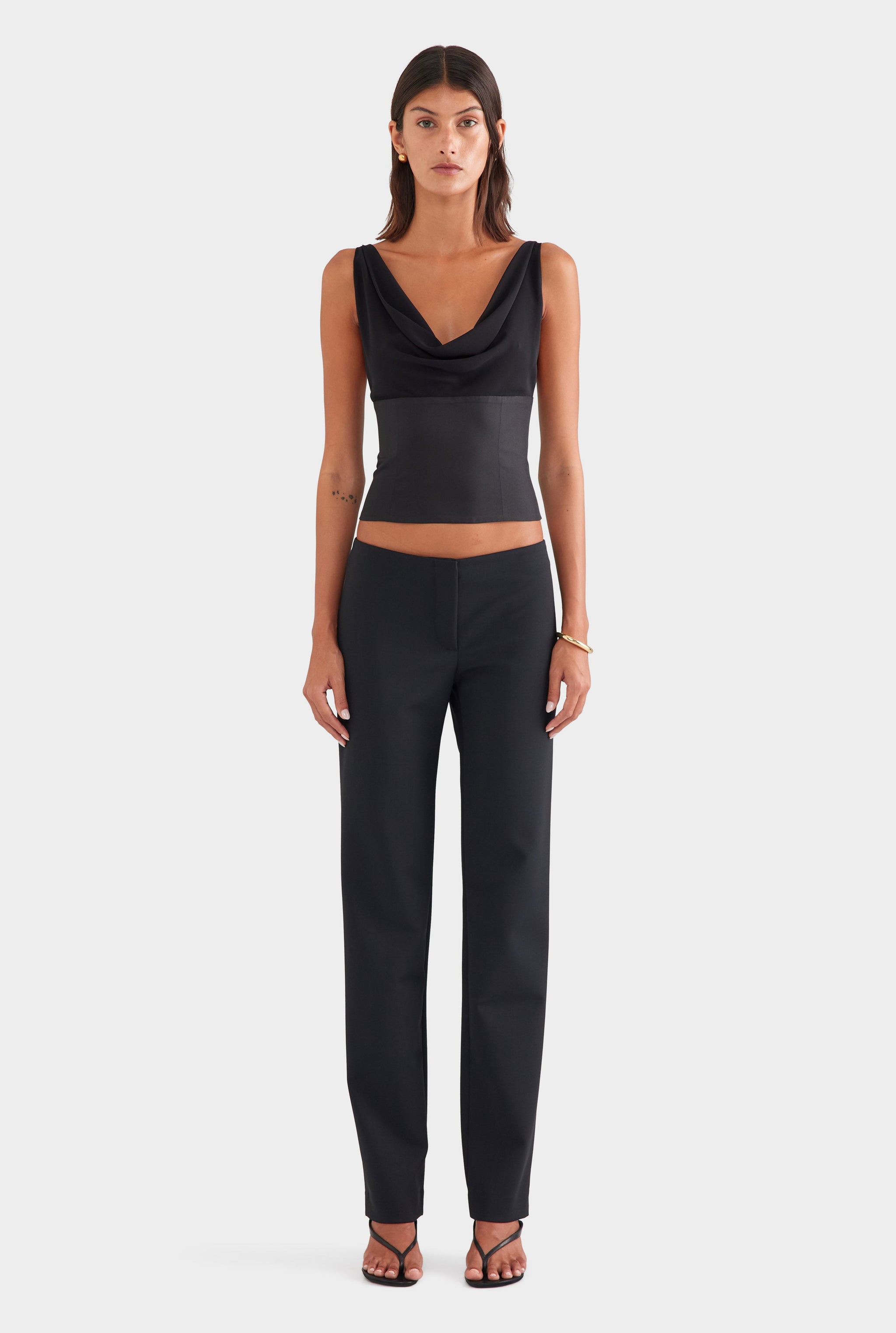 Silk Cowl Bustier - Black