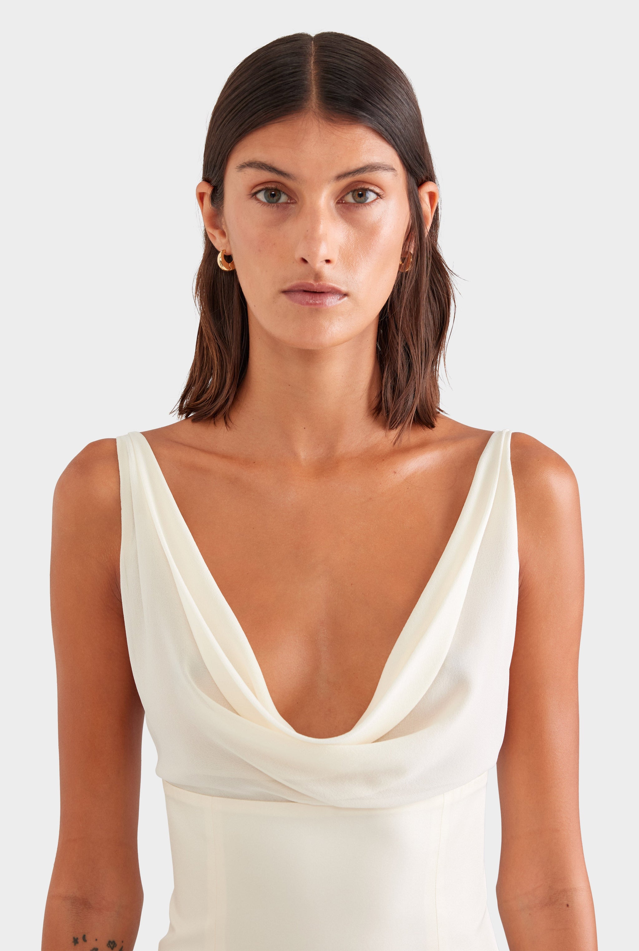 Silk Cowl Bustier - Champagne
