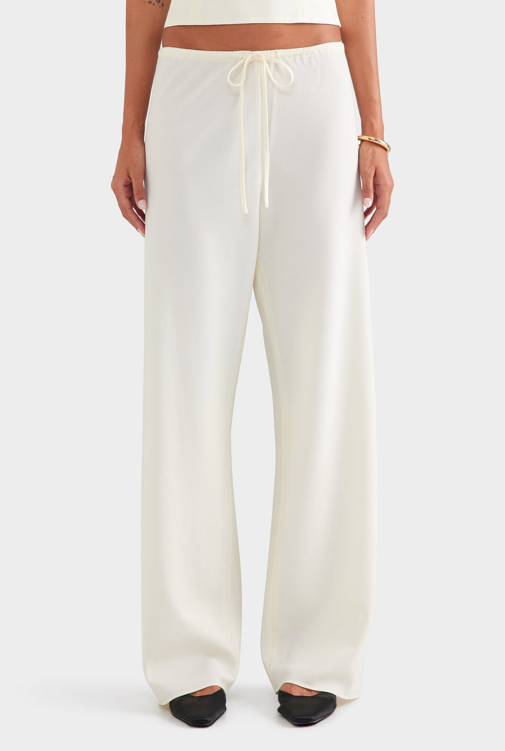 Bias Wool Drawstring Pant - Off White