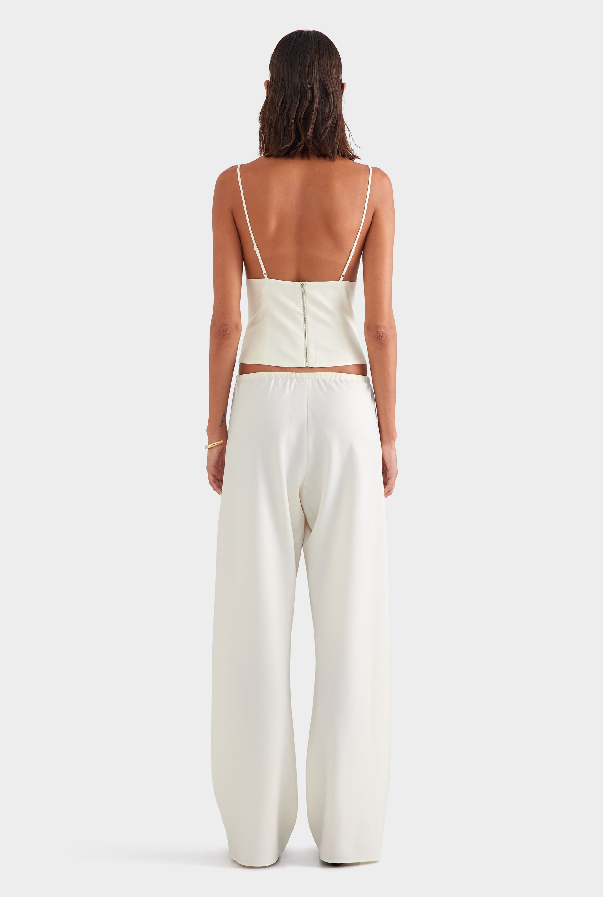Bias Wool Drawstring Pant - Off White