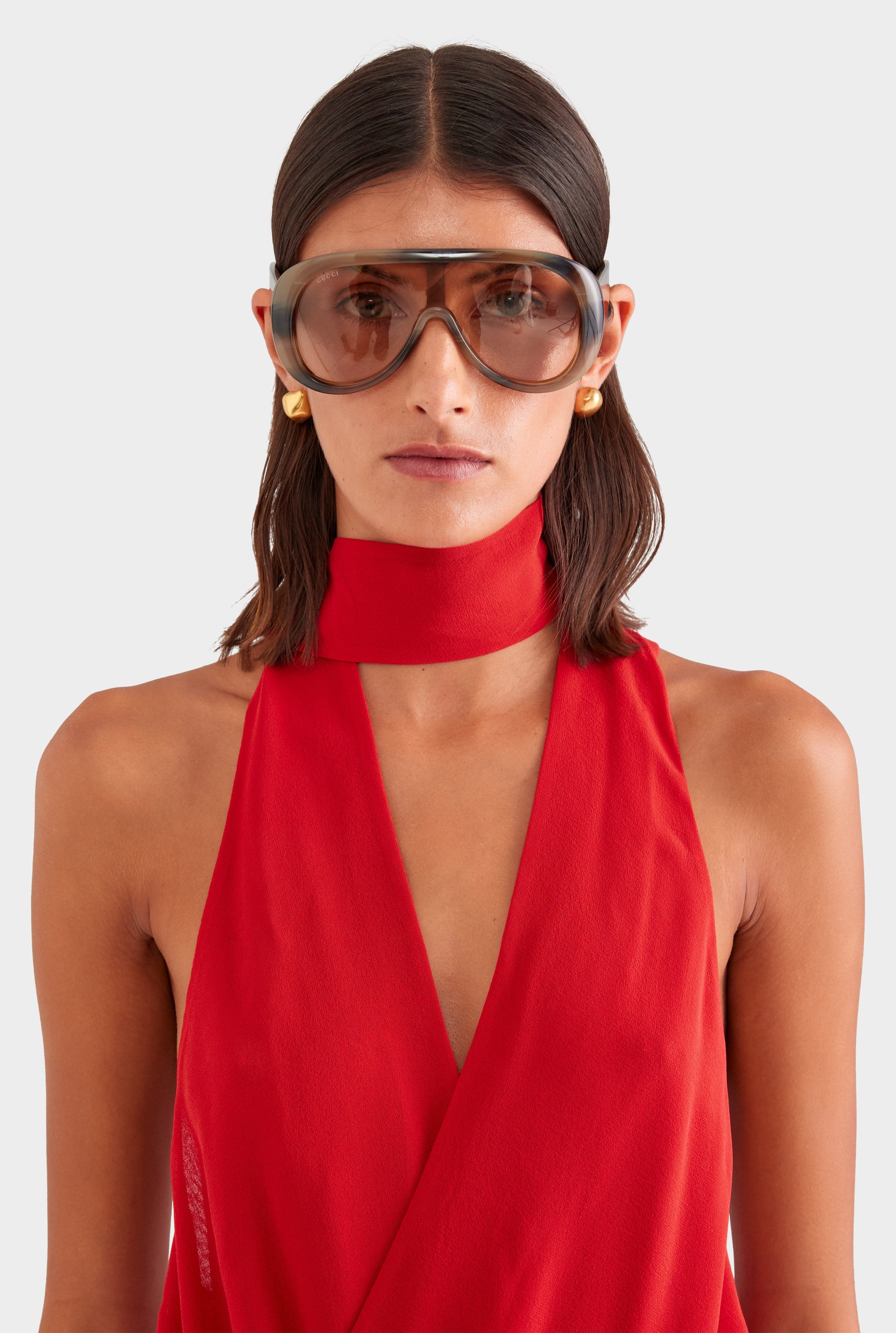 Silk Twist Plunge Top - Red