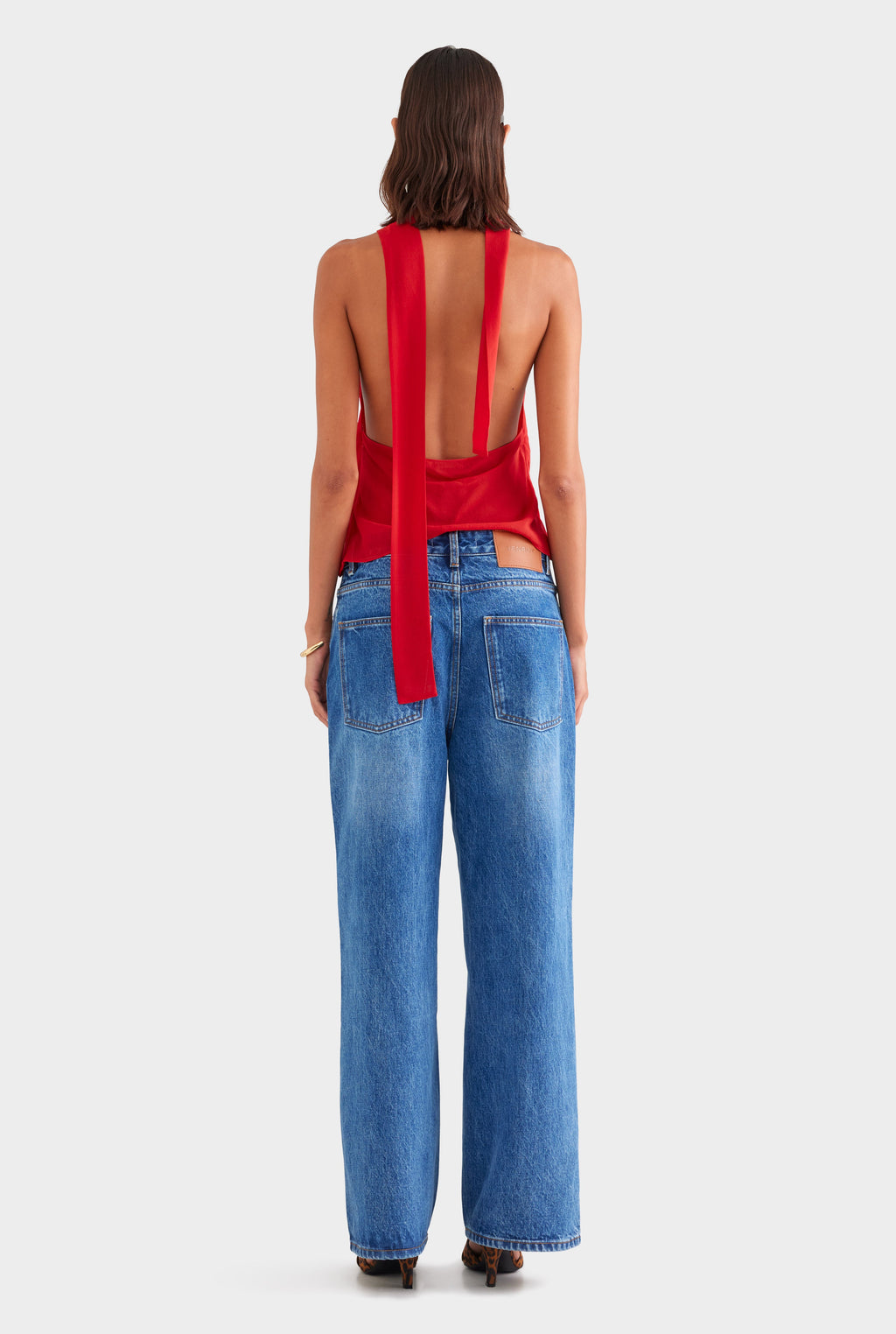 Silk Twist Plunge Top - Red