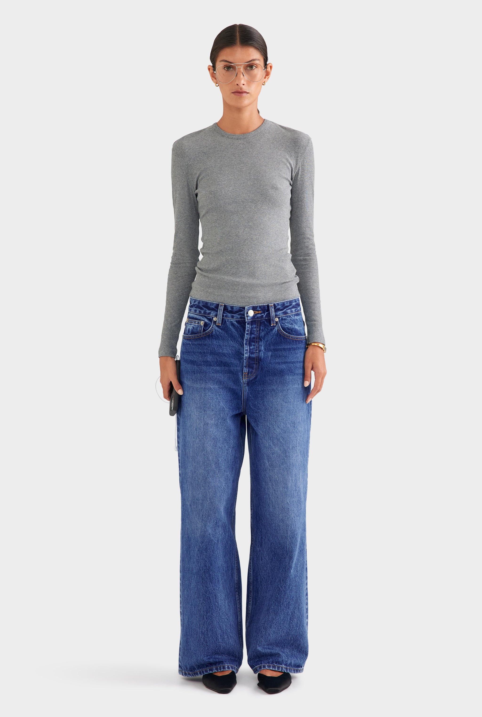 Relaxed Low Rise Denim Jean - Mid Indigo