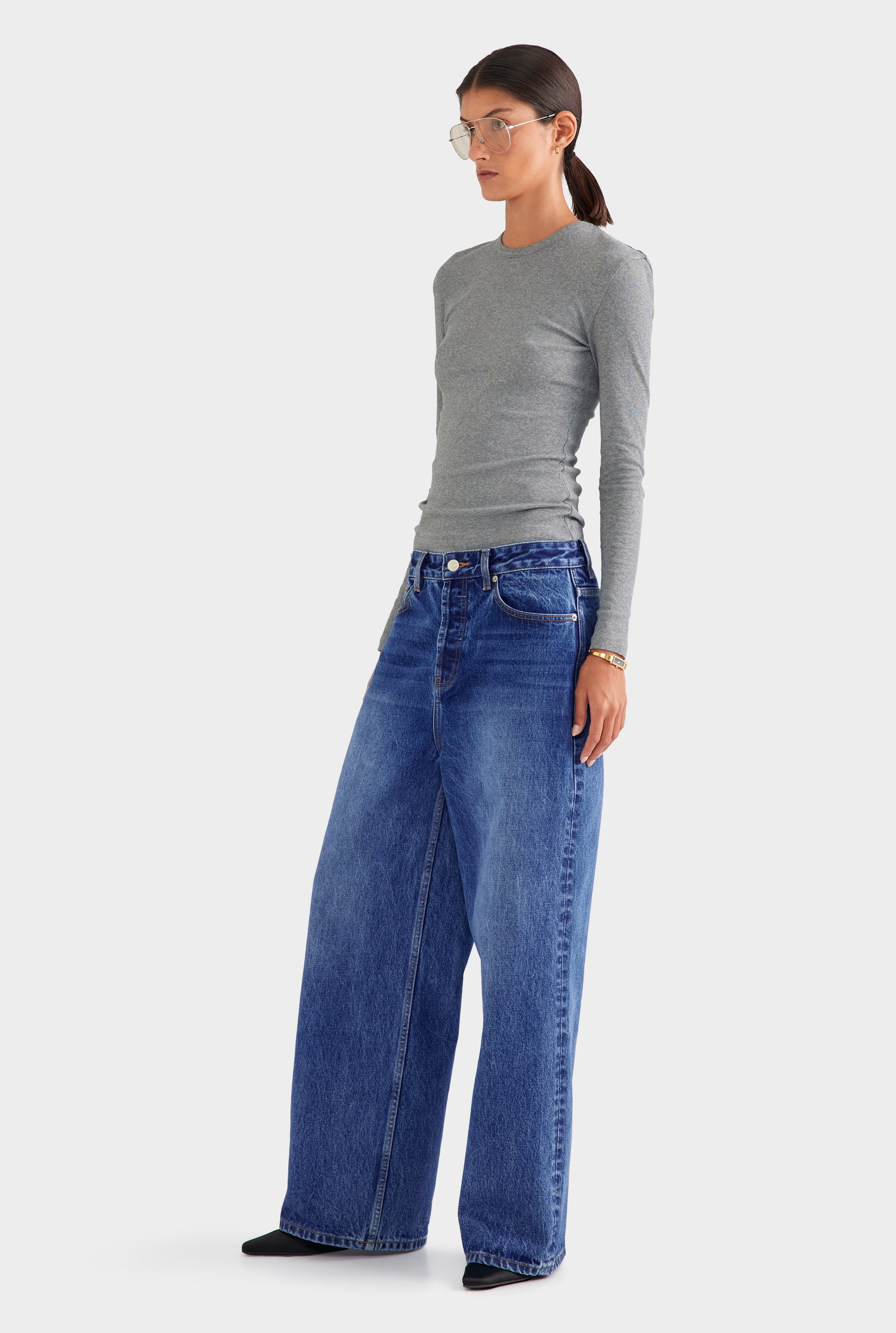 Relaxed Low Rise Denim Jean - Mid Indigo