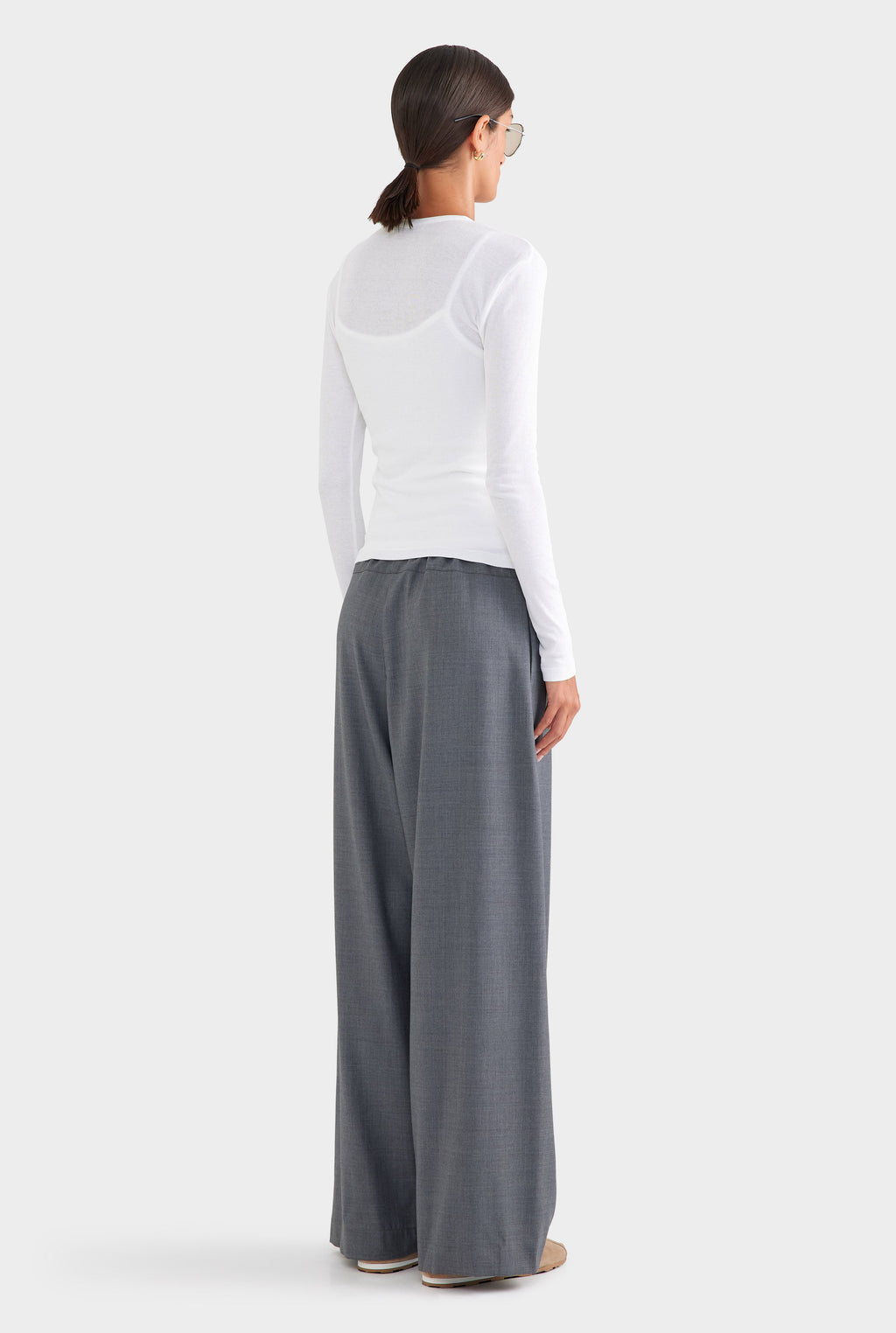 Cotton Rib Long Sleeve Tee - White