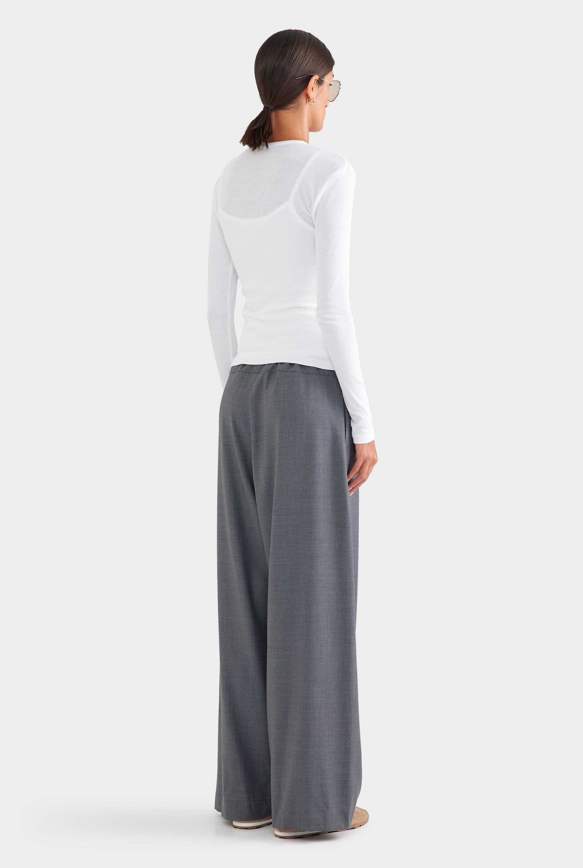 Cotton Rib Long Sleeve Tee - White