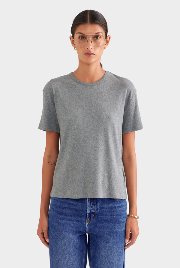 Cotton Rib Tee Shirt - Grey Marl