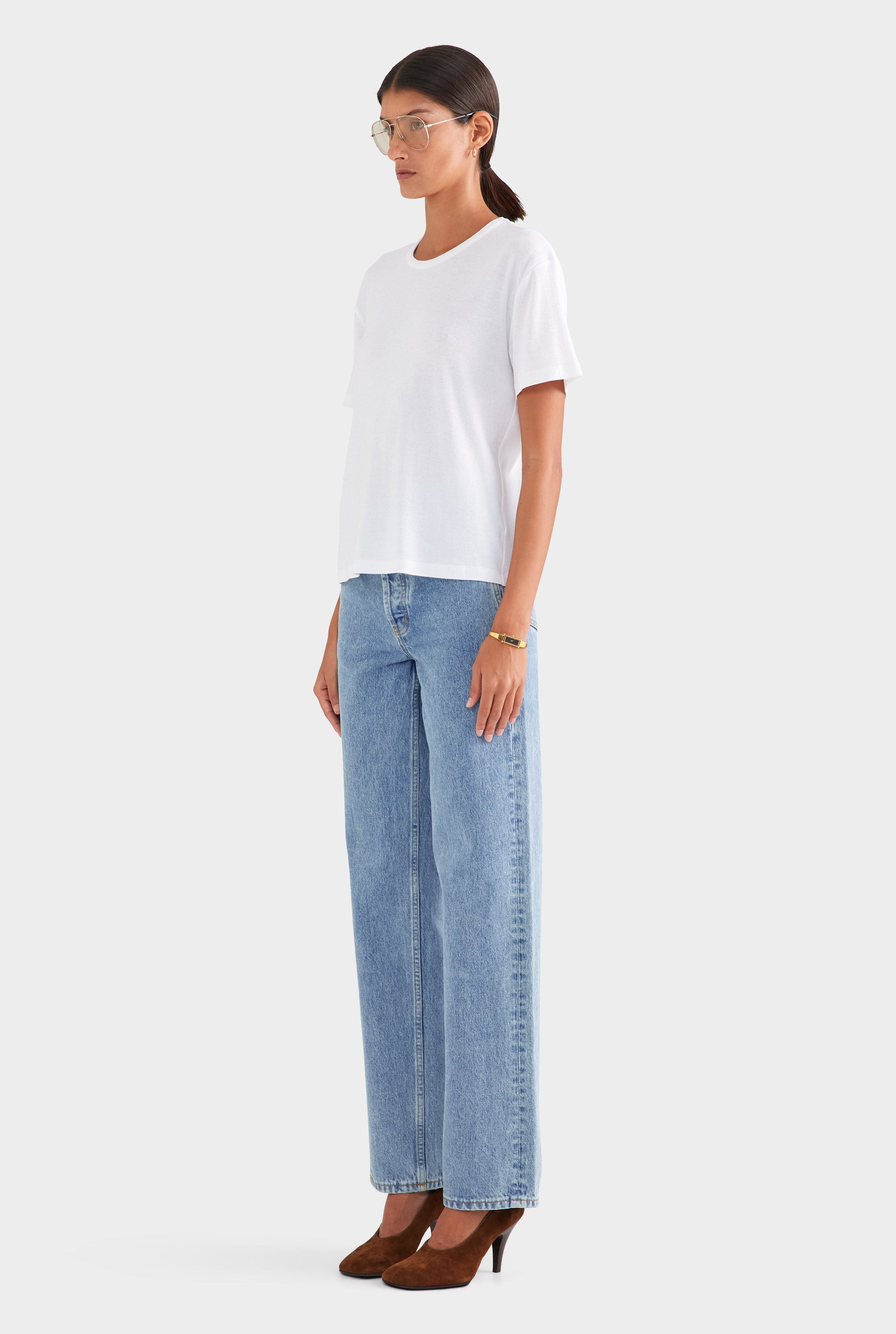 Cotton Rib Tee Shirt - White