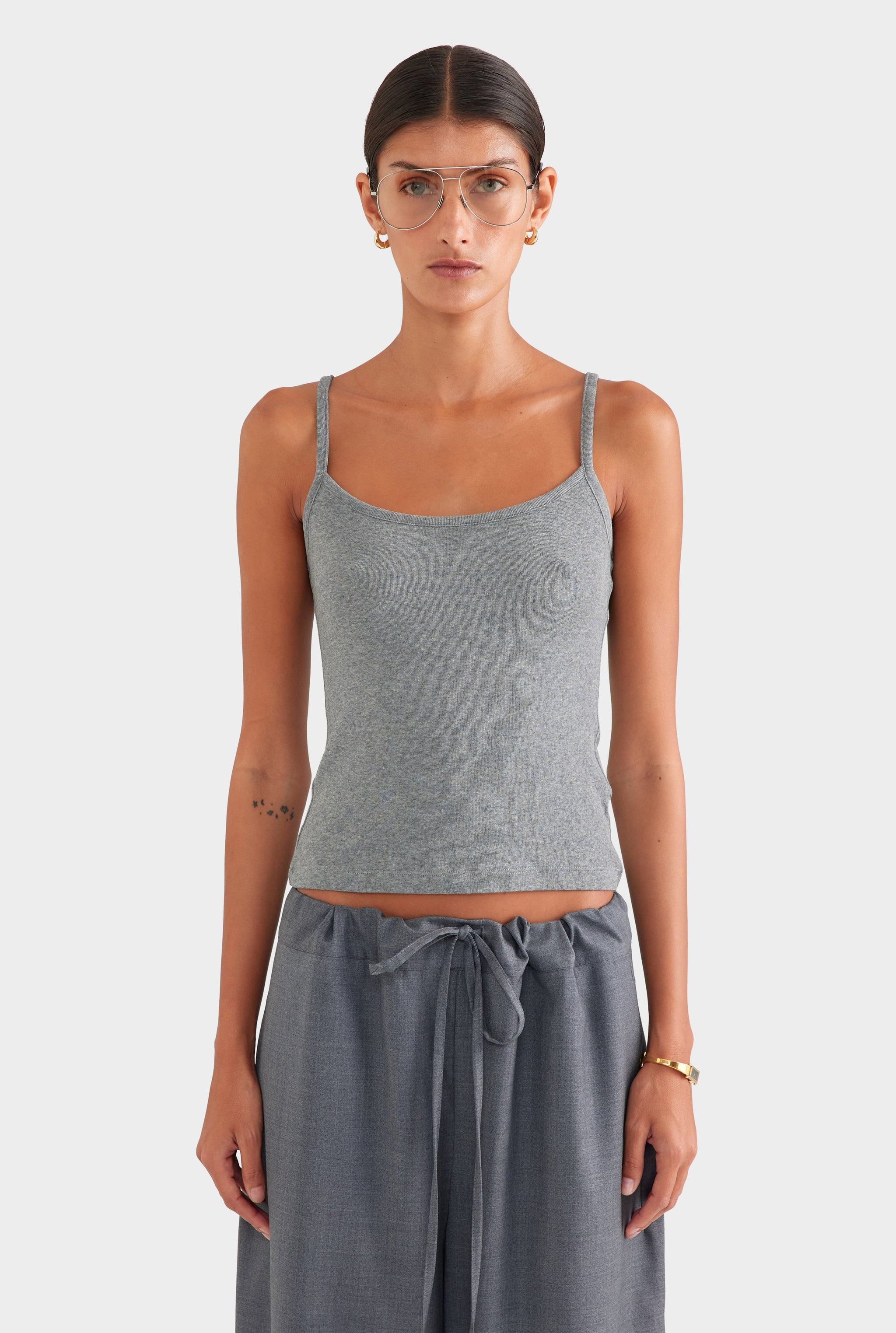 Wool Paperbag Pant - Dark Grey Marl