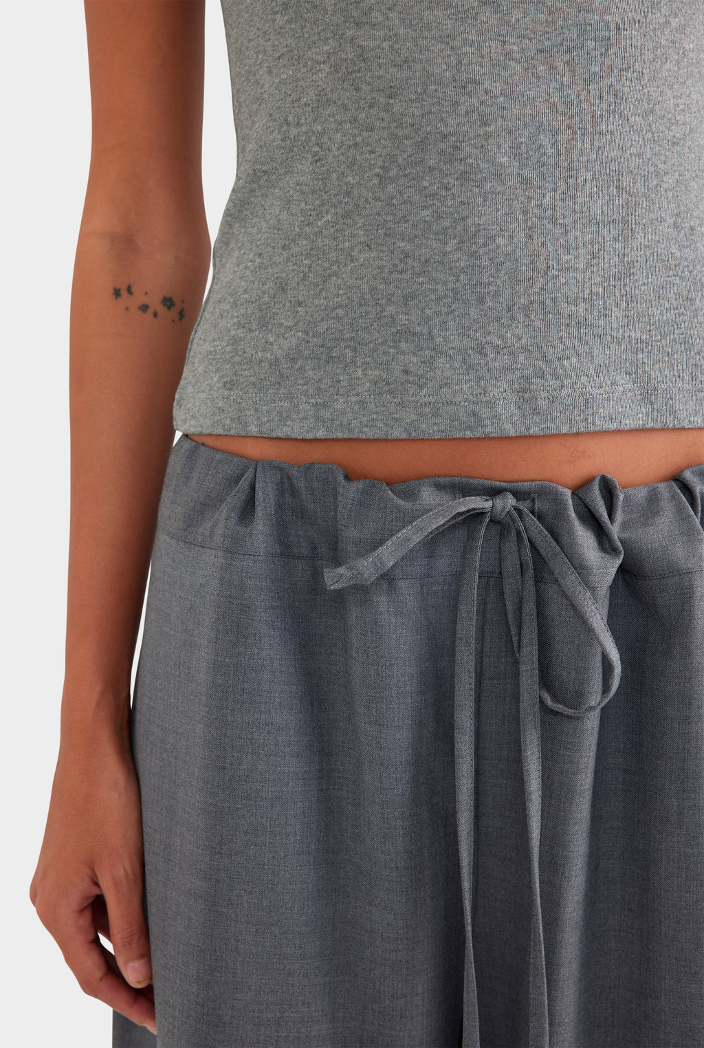 Wool Paperbag Pant - Dark Grey Marl