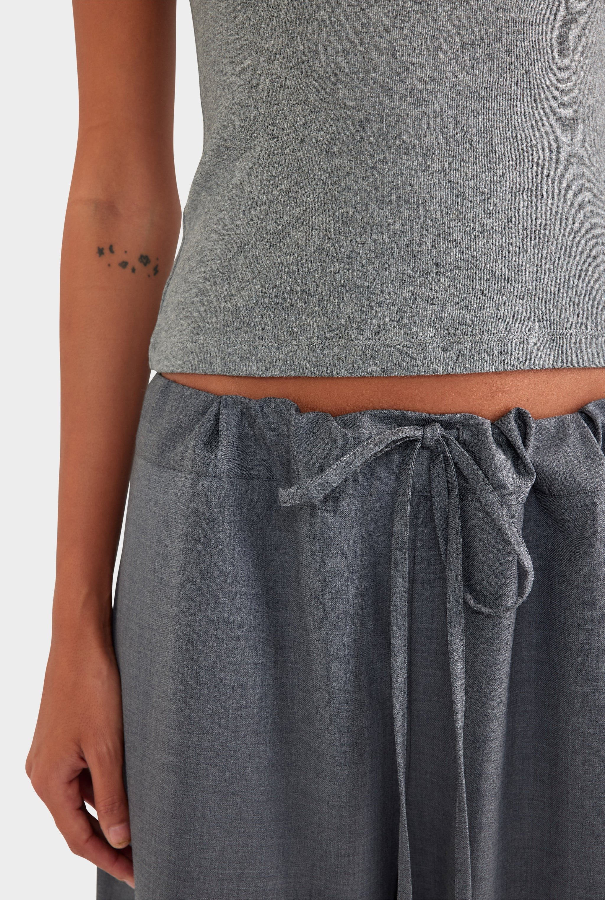Wool Paperbag Pant - Dark Grey Marl