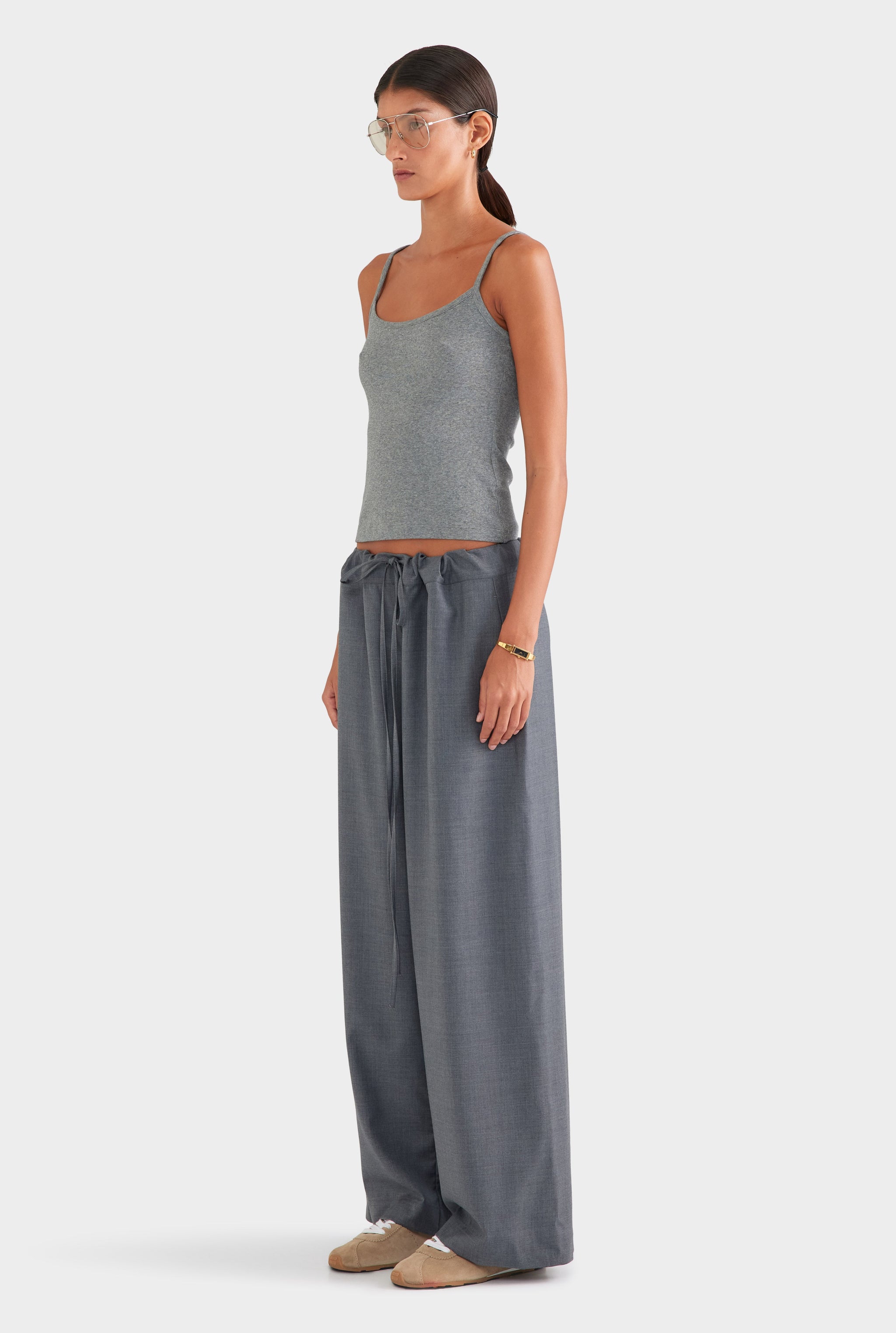 Cotton Rib Cami - Grey Marl