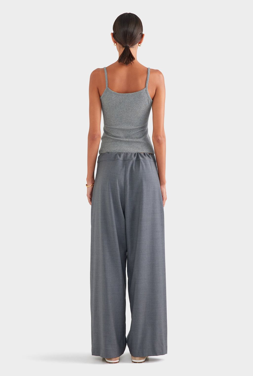 Wool Paperbag Pant - Dark Grey Marl