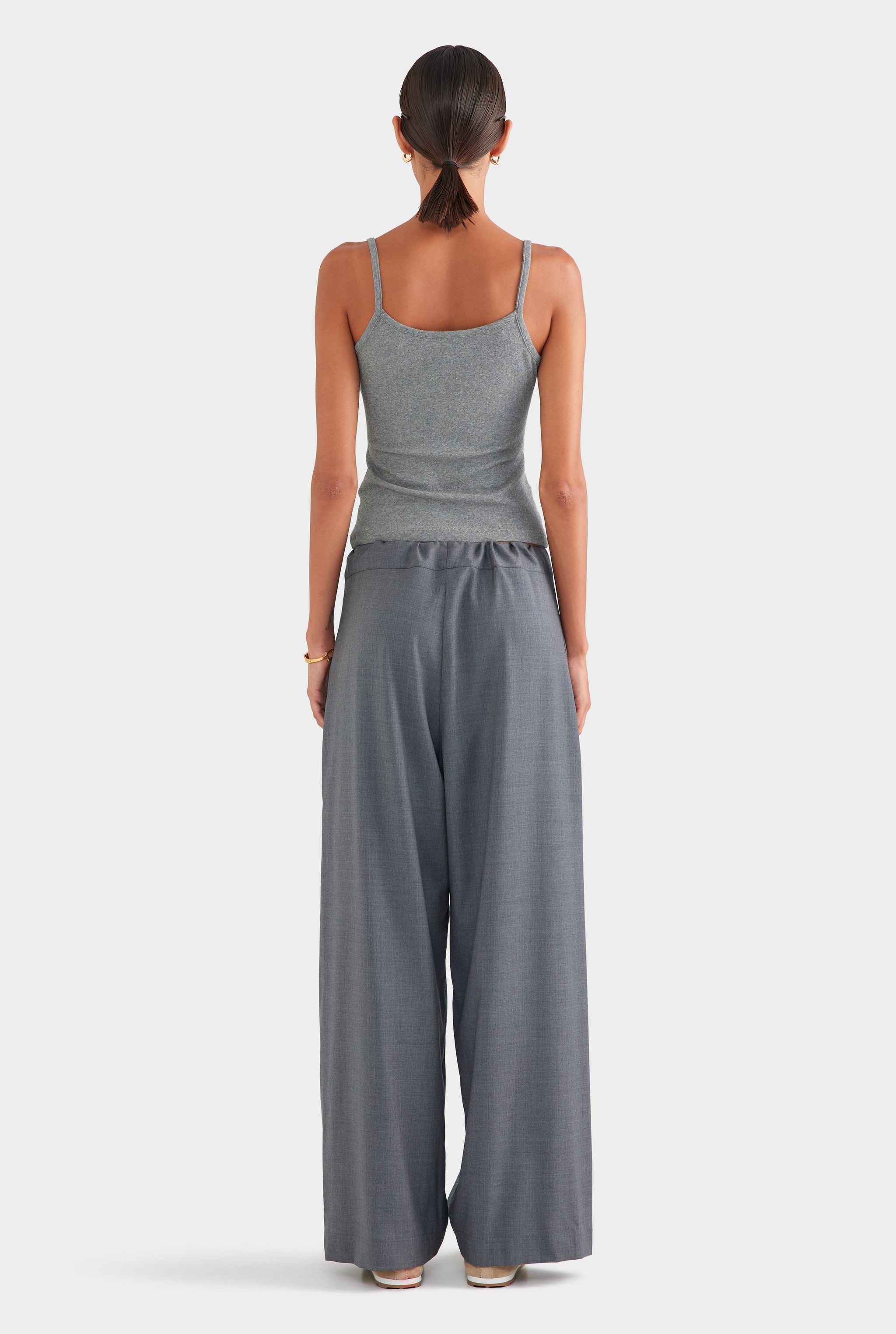 Wool Paperbag Pant - Dark Grey Marl