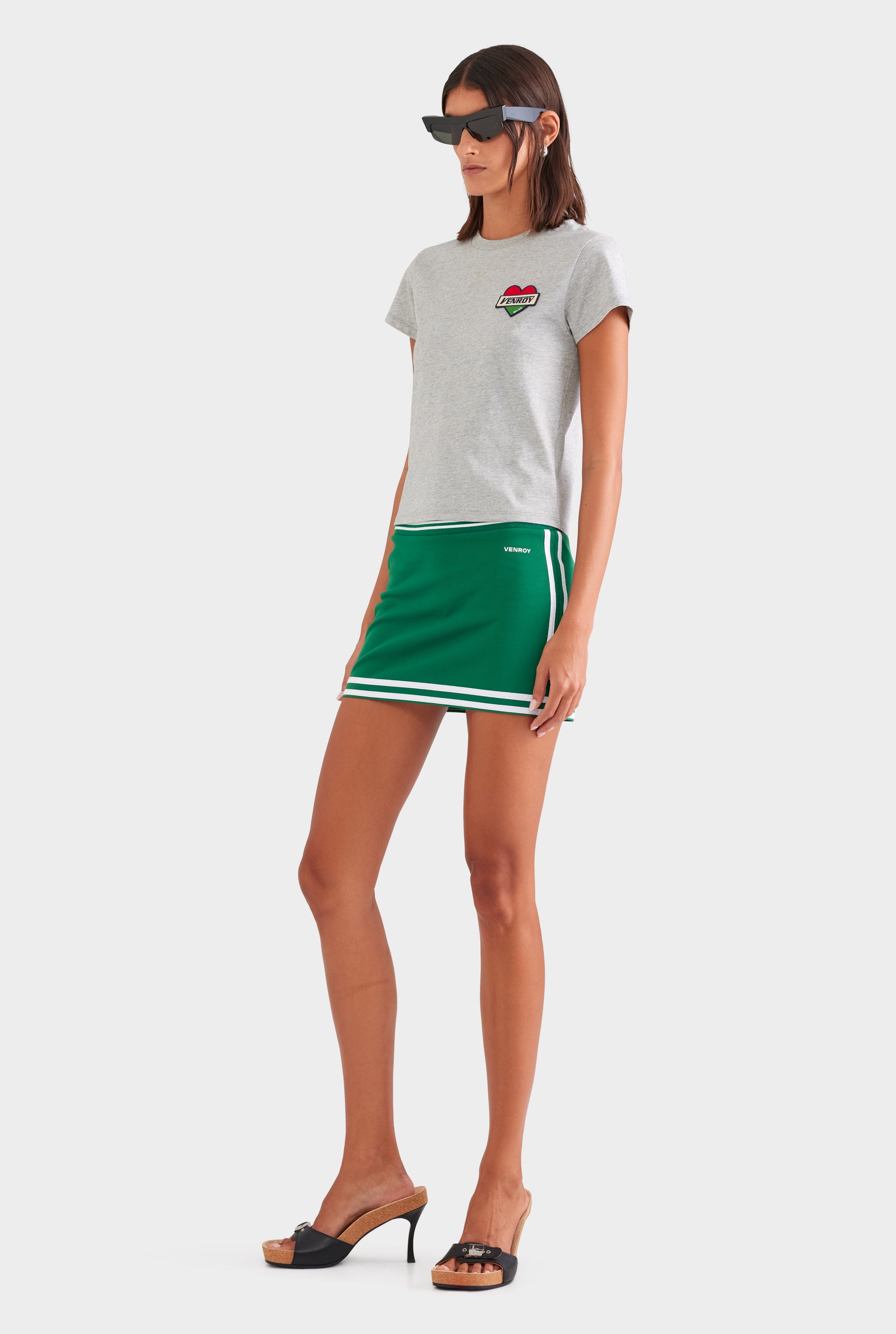 Track Jersey Mini Skirt - Bright Green/White