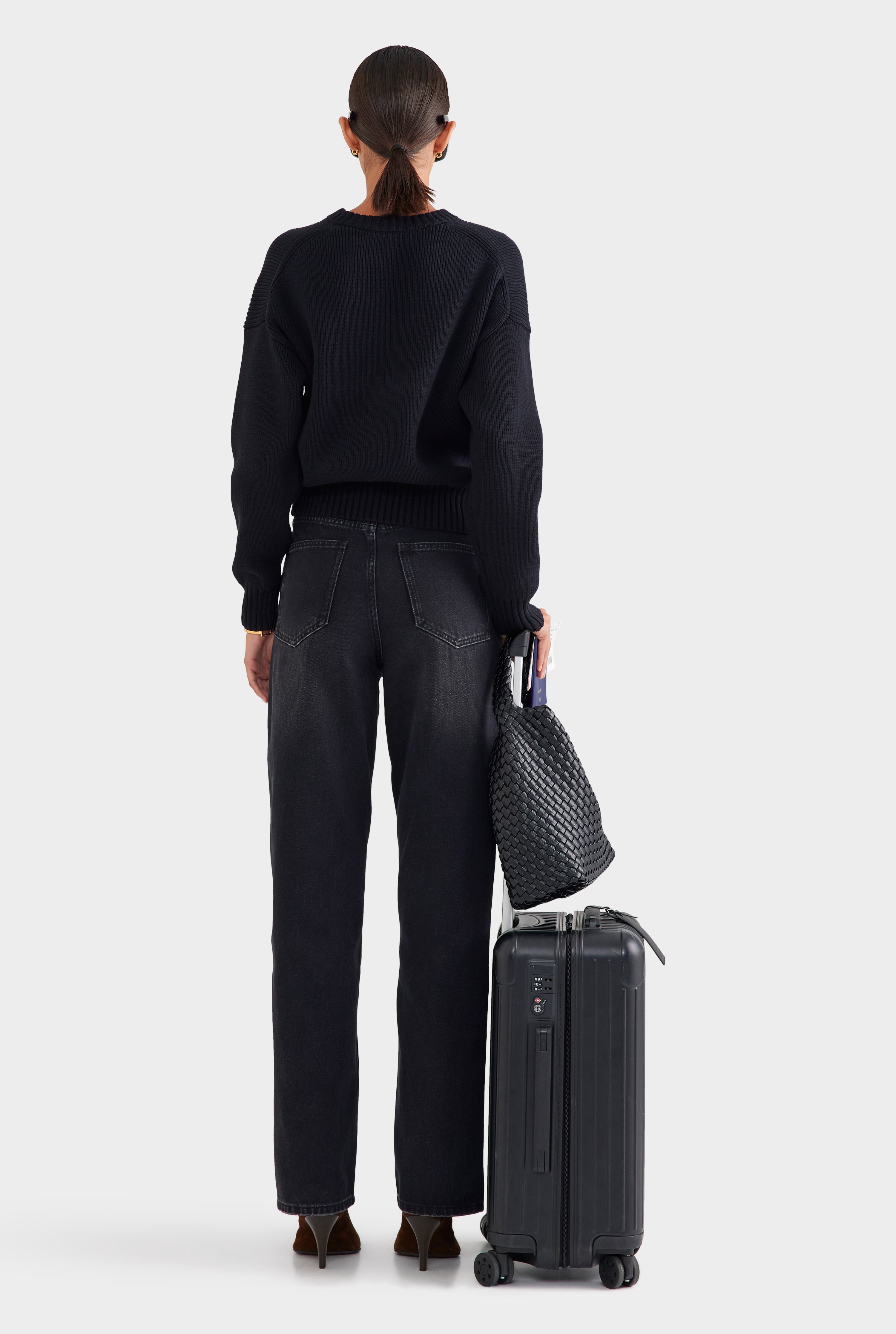 Cotton Knit Sweater - Black