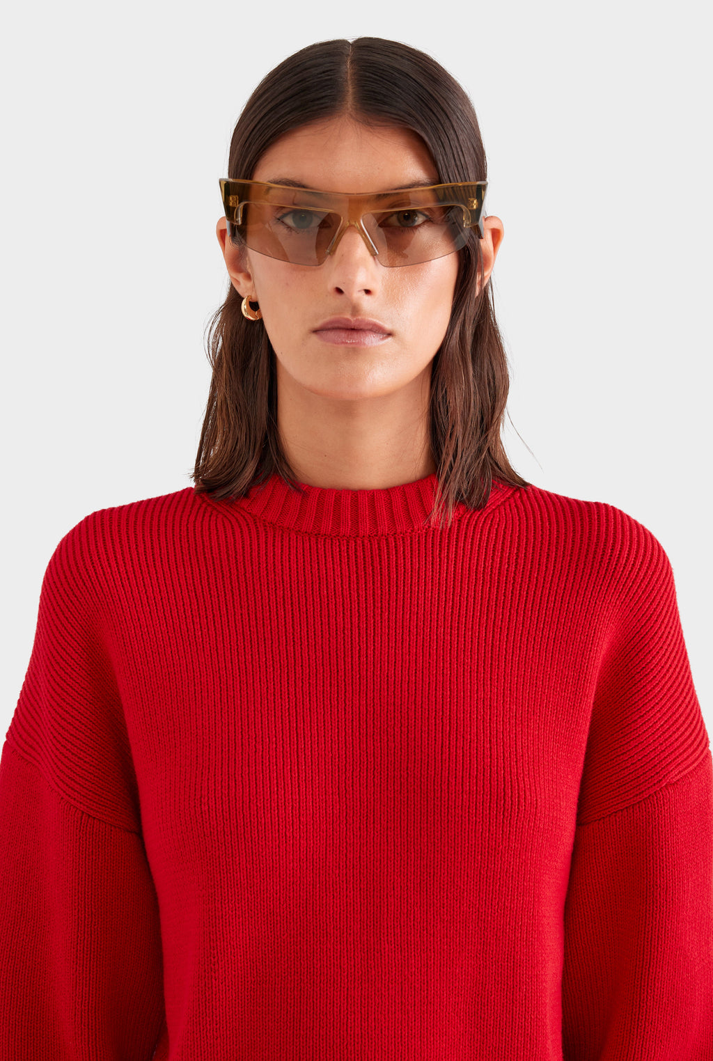 Cotton Knit Sweater - Red