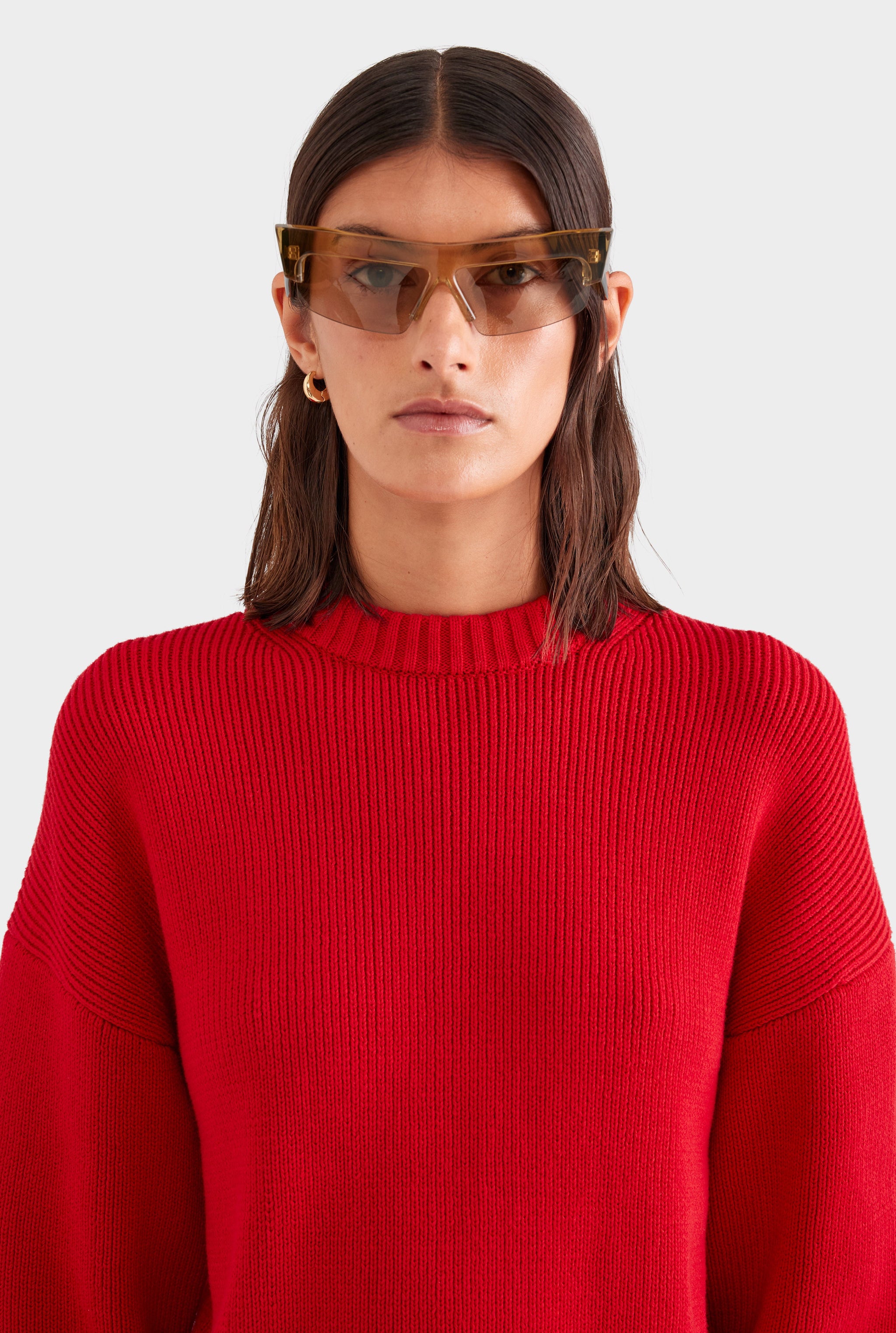 Cotton Knit Sweater - Red