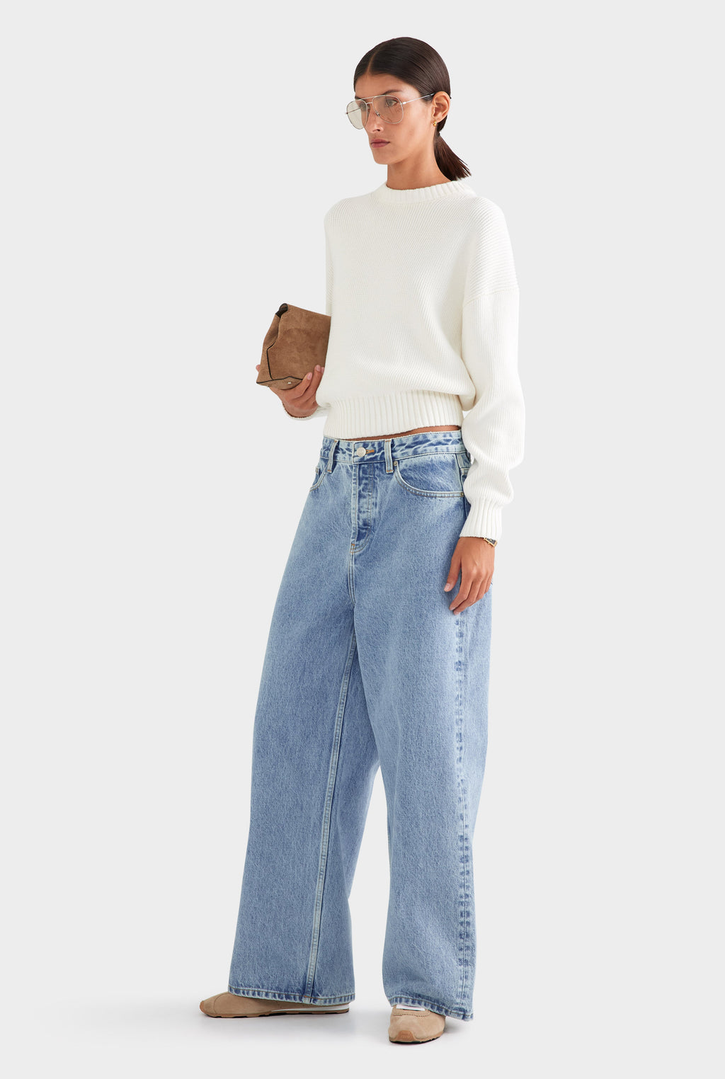 Cotton Knit Sweater - White