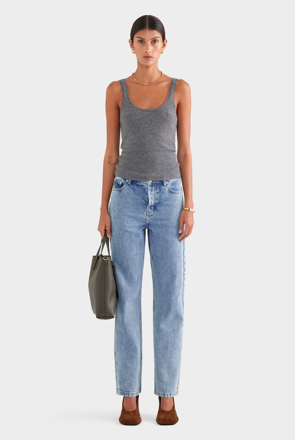 Cashmere Tank - Charcoal