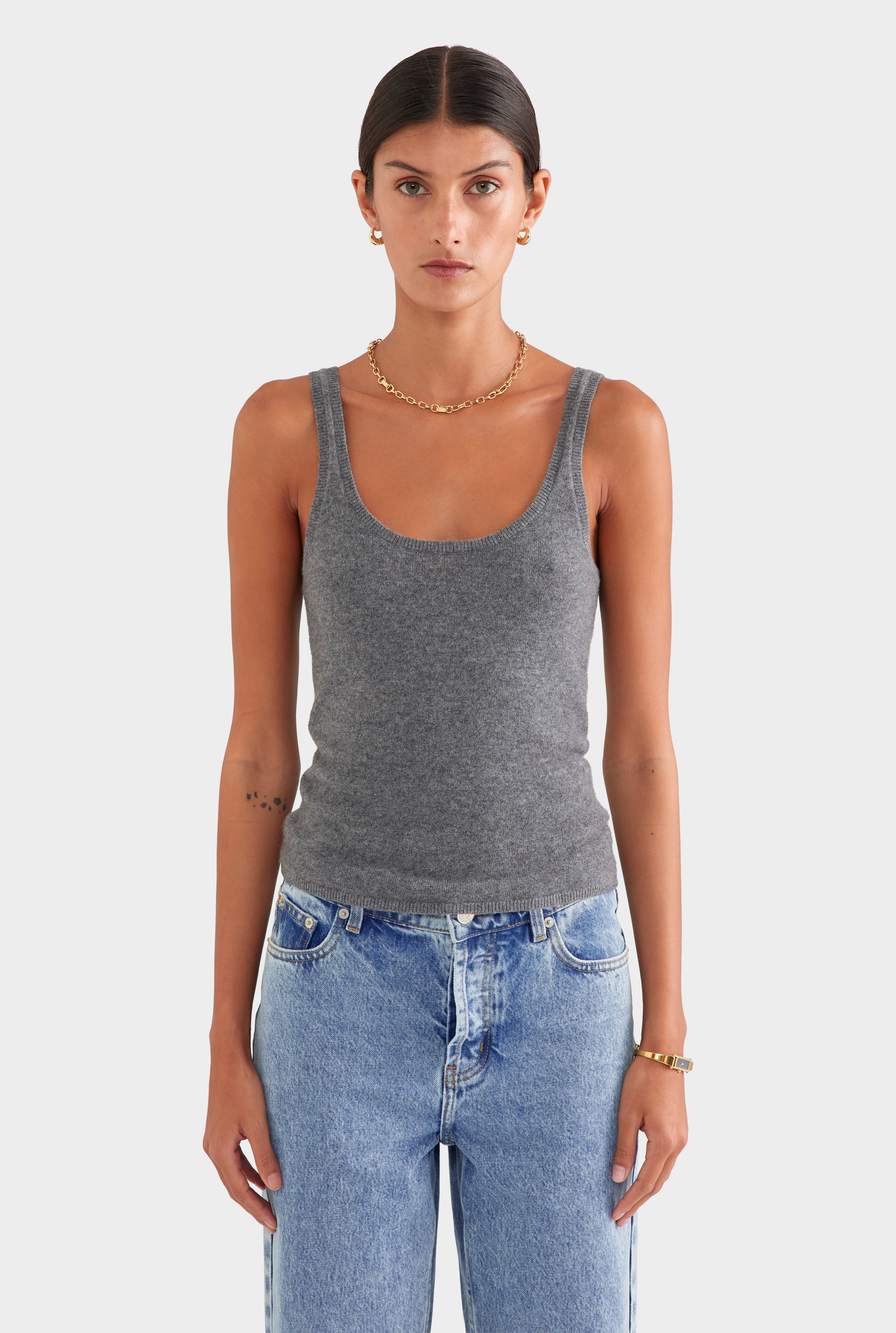 Cashmere Tank - Charcoal