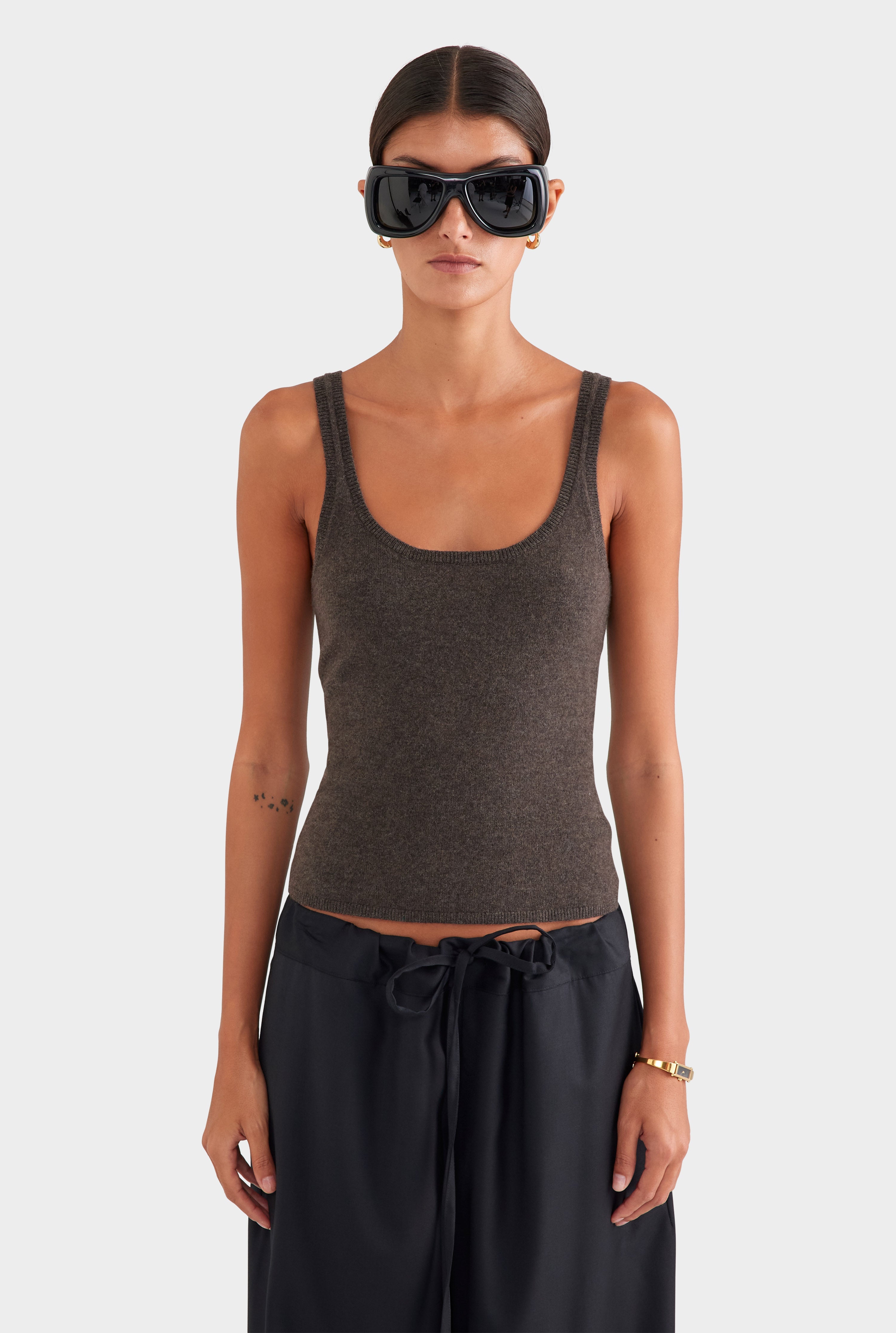 Cashmere Tank - Chocolate Marl