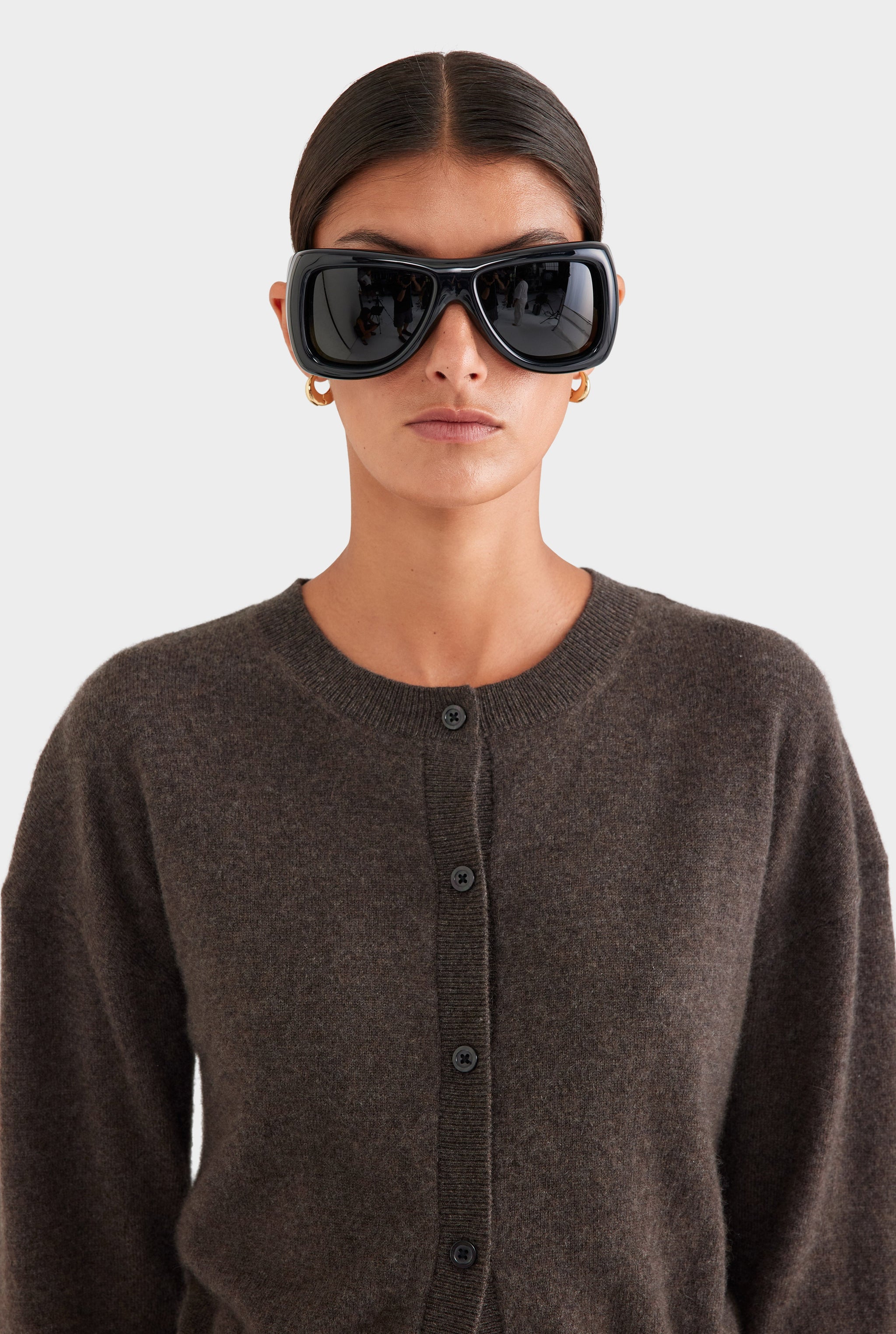 Dropshoulder Cashmere Cardigan - Chocolate Marl