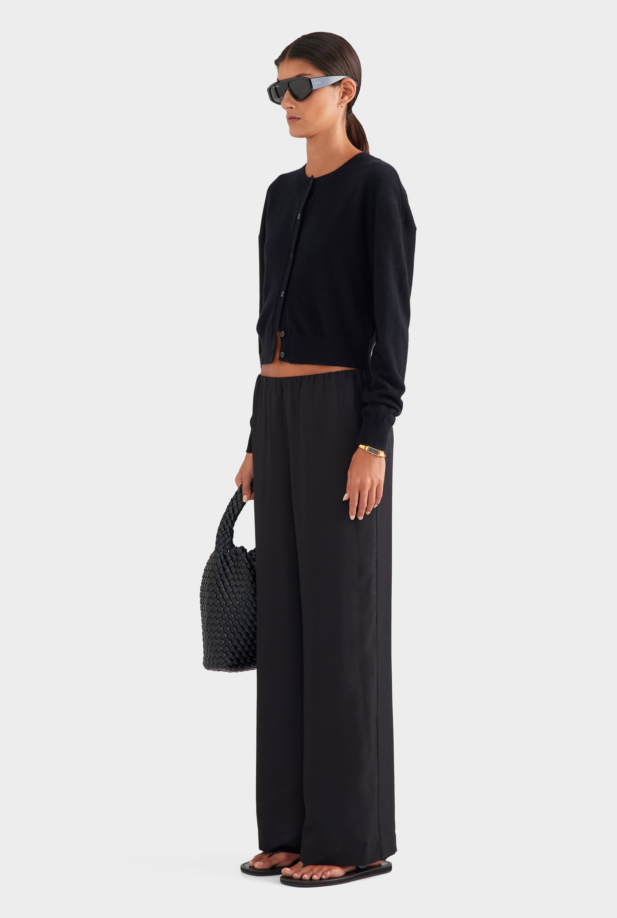 Dropshoulder Cashmere Cardigan - Black