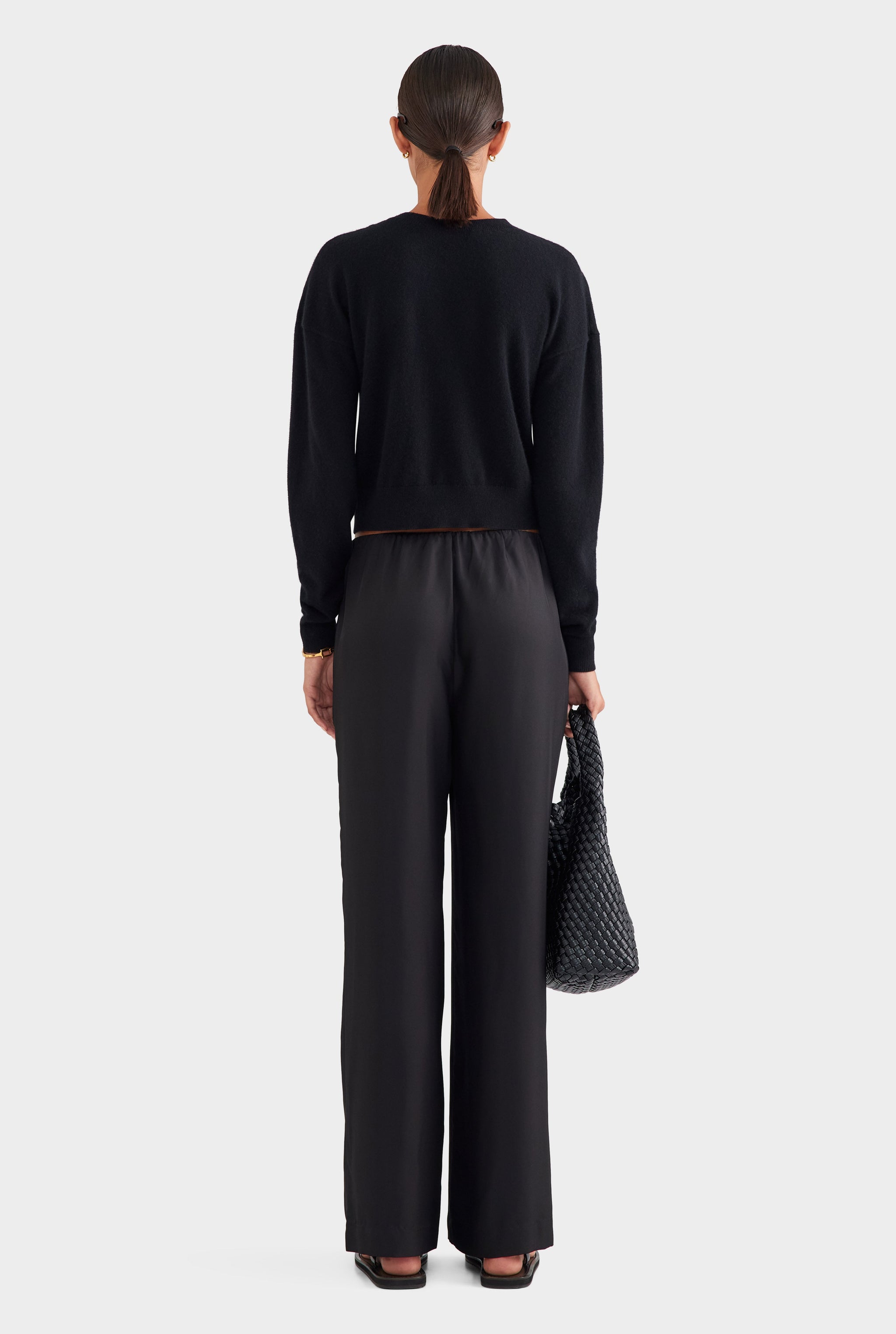 Dropshoulder Cashmere Cardigan - Black