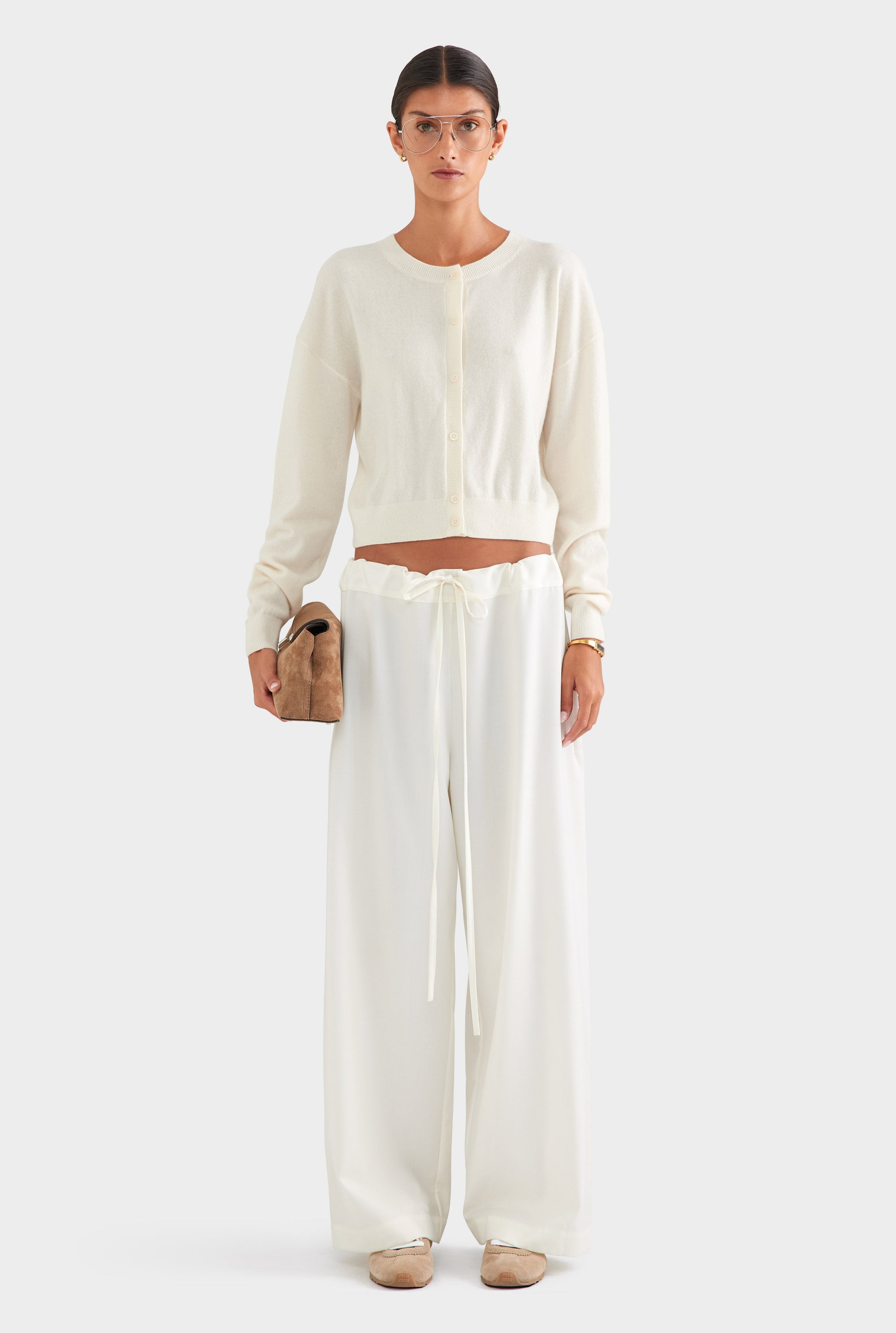 Wool Paperbag Pant - Cream