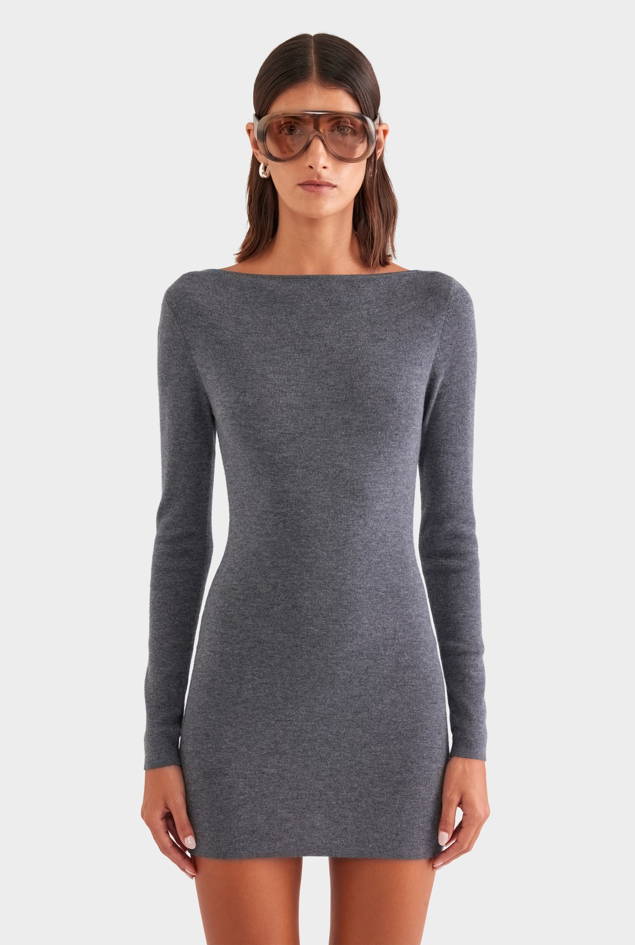Reversible Merino Wool Mini Dress - Grey Marl