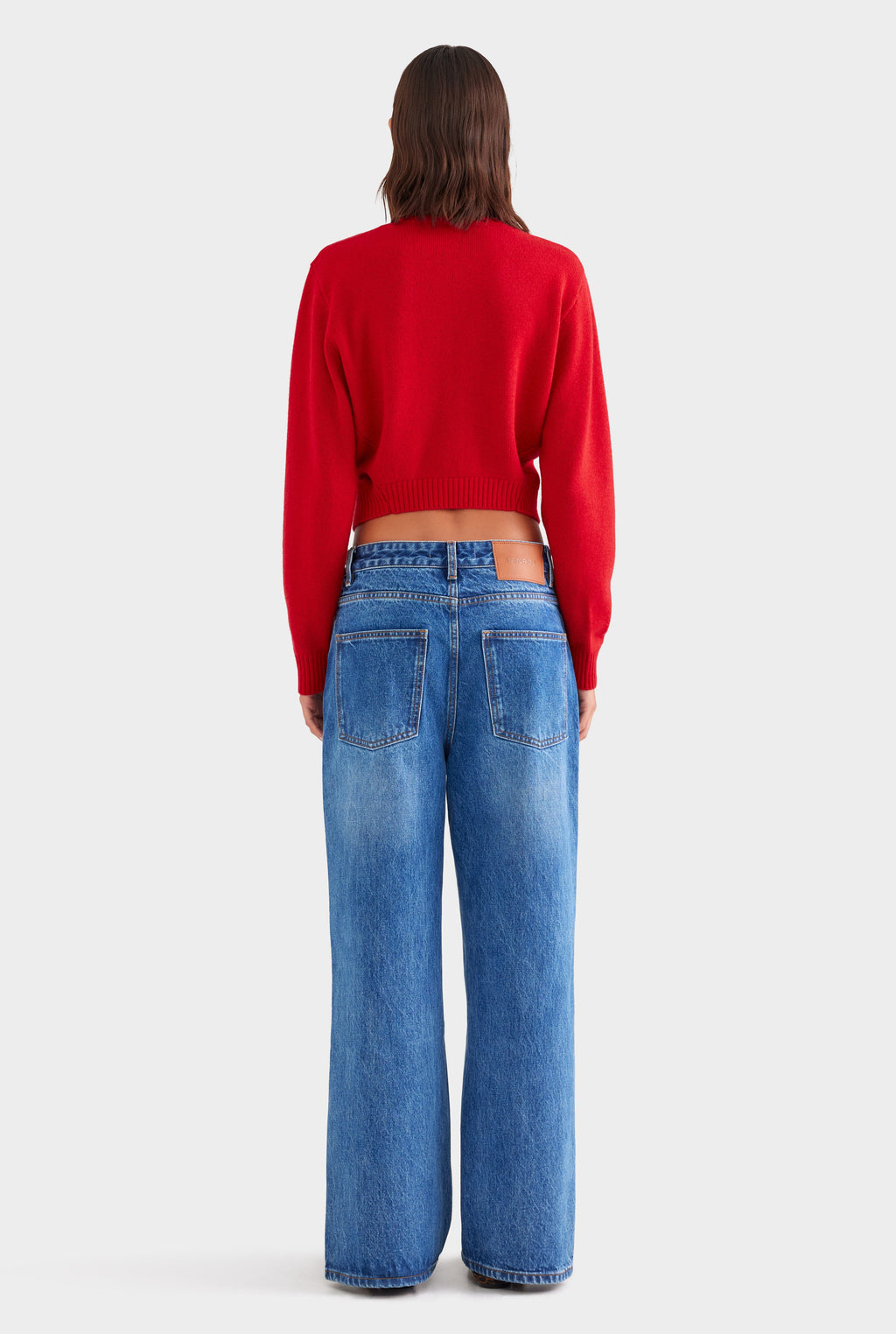Cinched Merino Wool Cardigan - Red