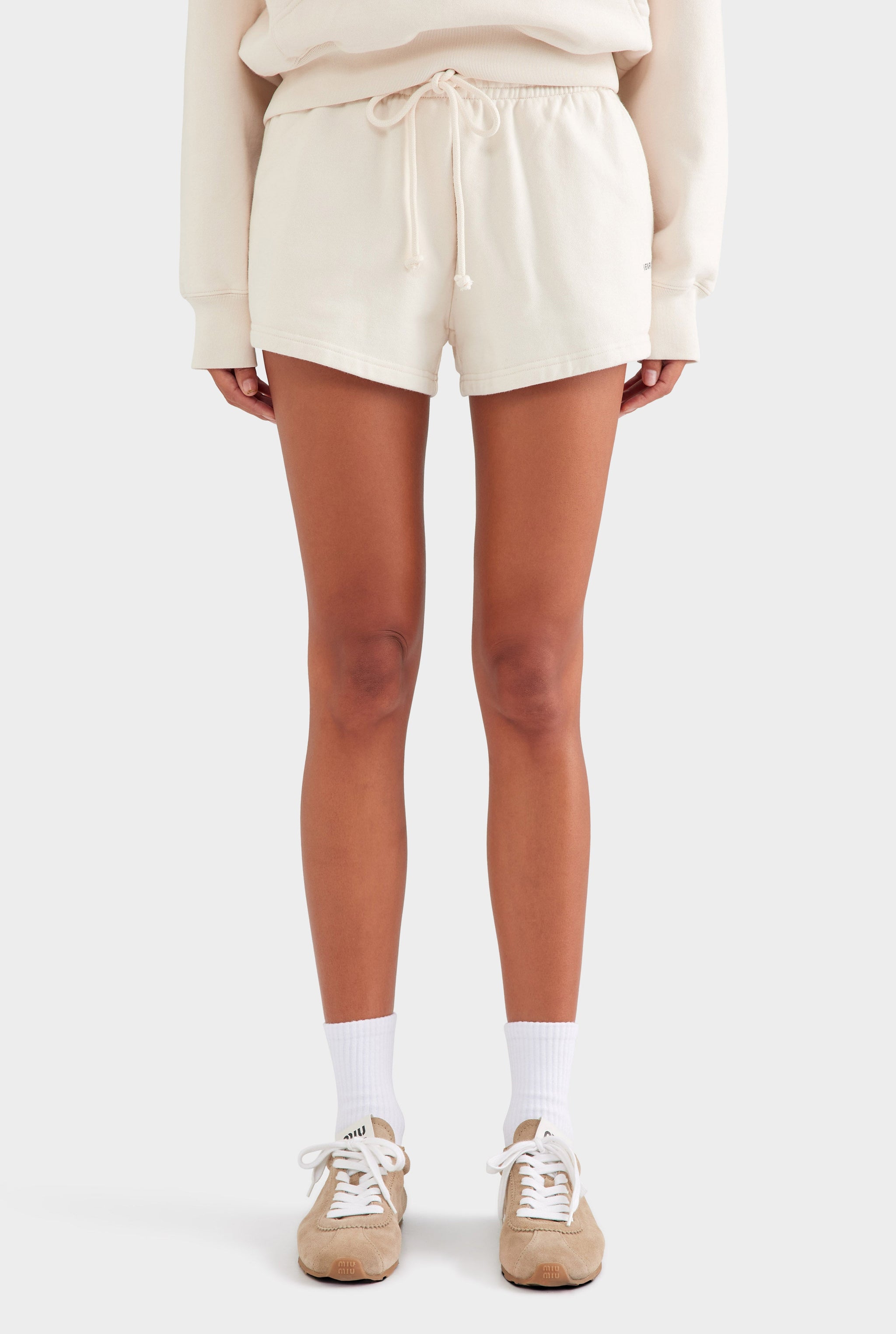 Fleece Track Shorts - Cream