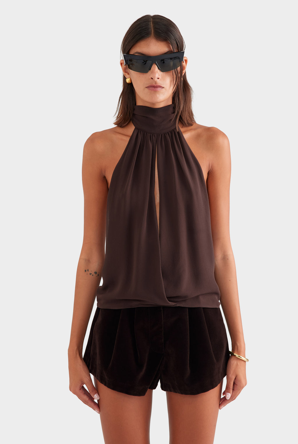 Silk Halter Top - Dark Chocolate