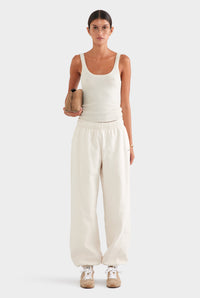 Fleece Track Pant - Cream