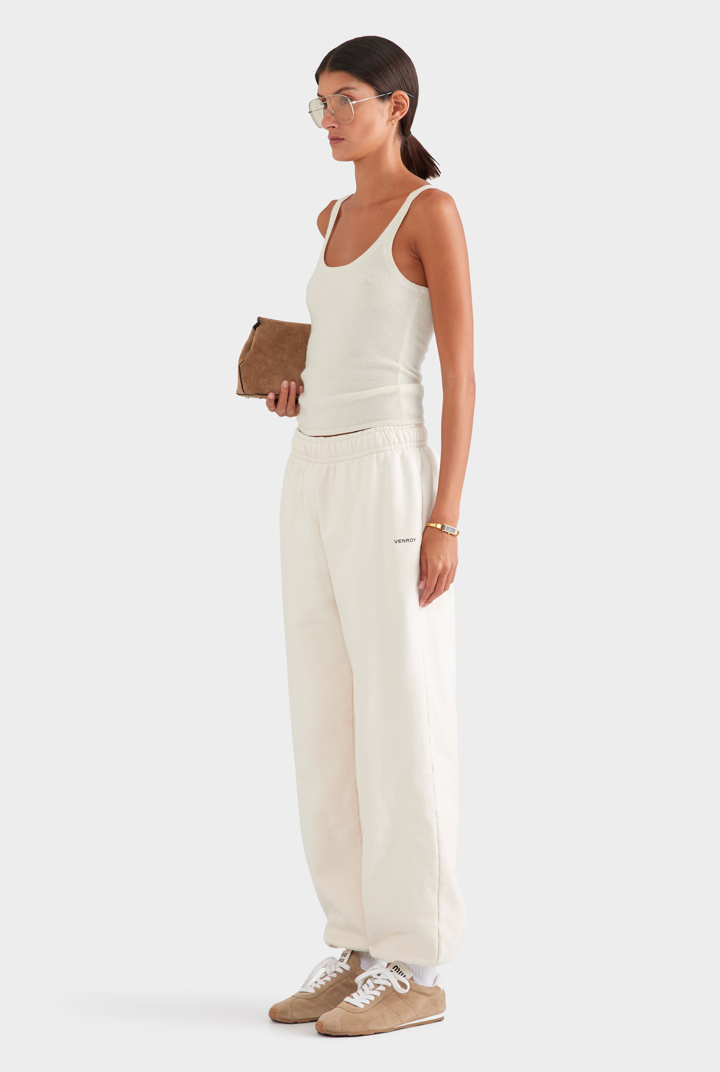 Fleece Track Pant - Cream