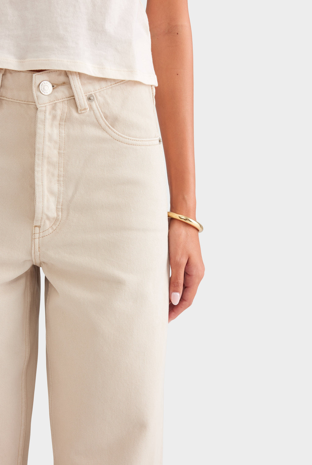 V Front Denim Jean - Washed Stone