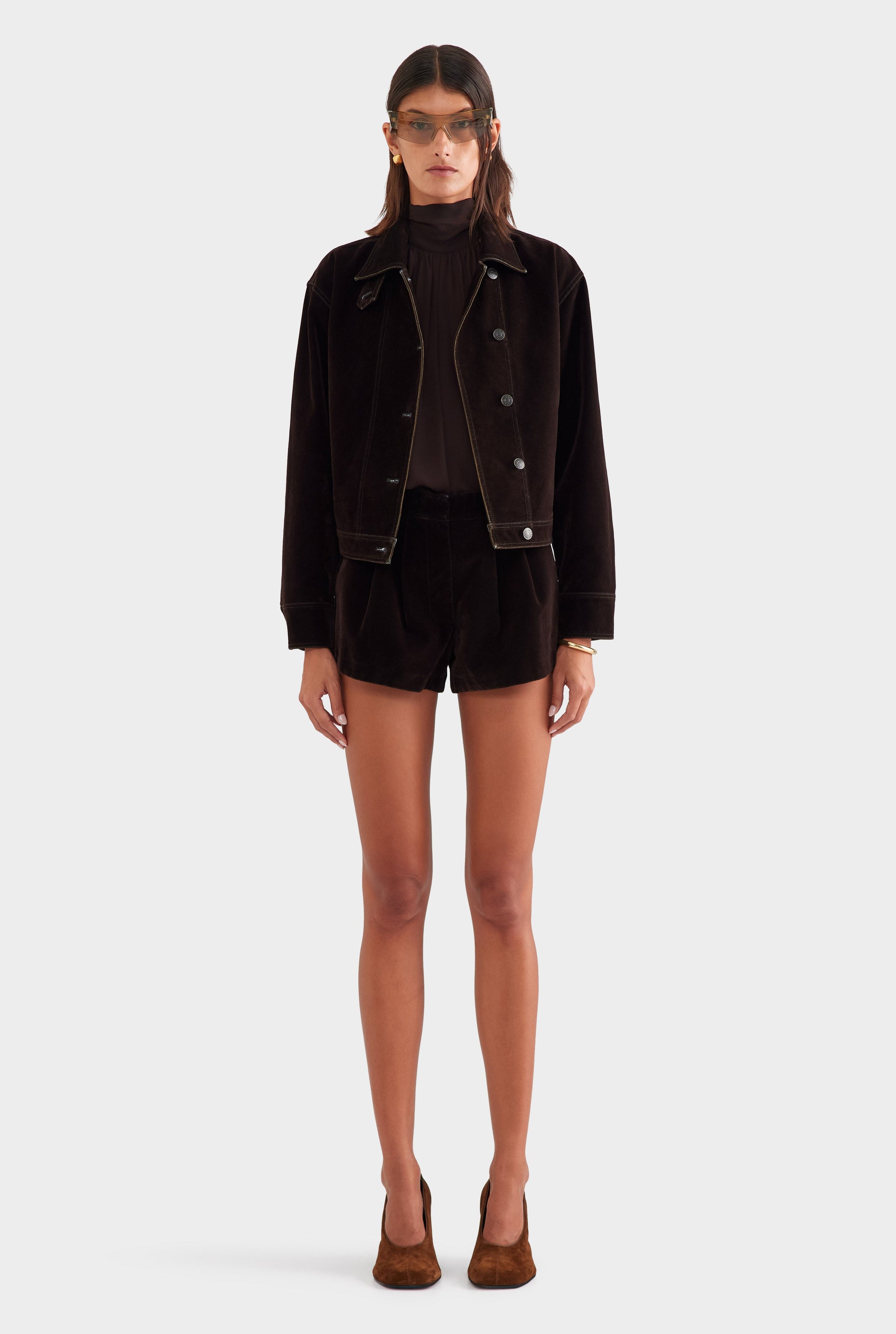 Flocked Cotton Jacket - Dark Chocolate