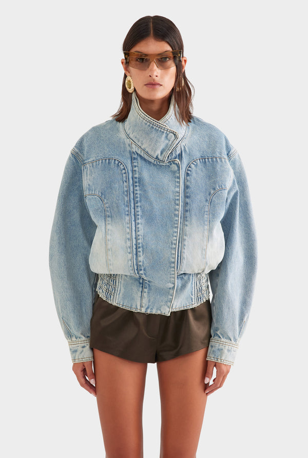 Panelled Denim Jacket - Light Vintage Wash