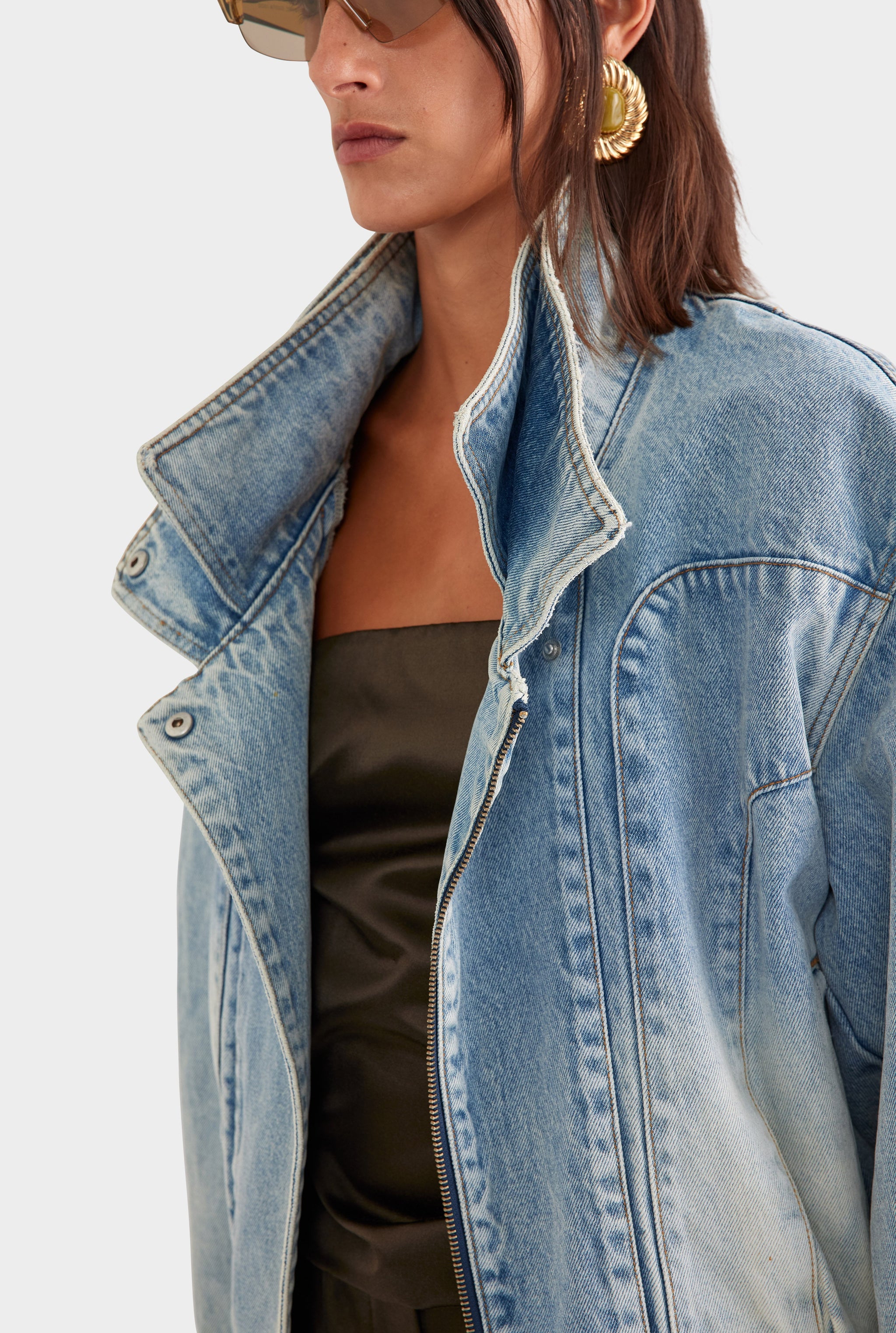 Panelled Denim Jacket - Light Vintage Wash