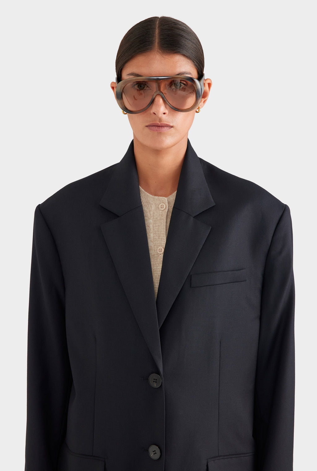 Oversized Wool Blazer - Black