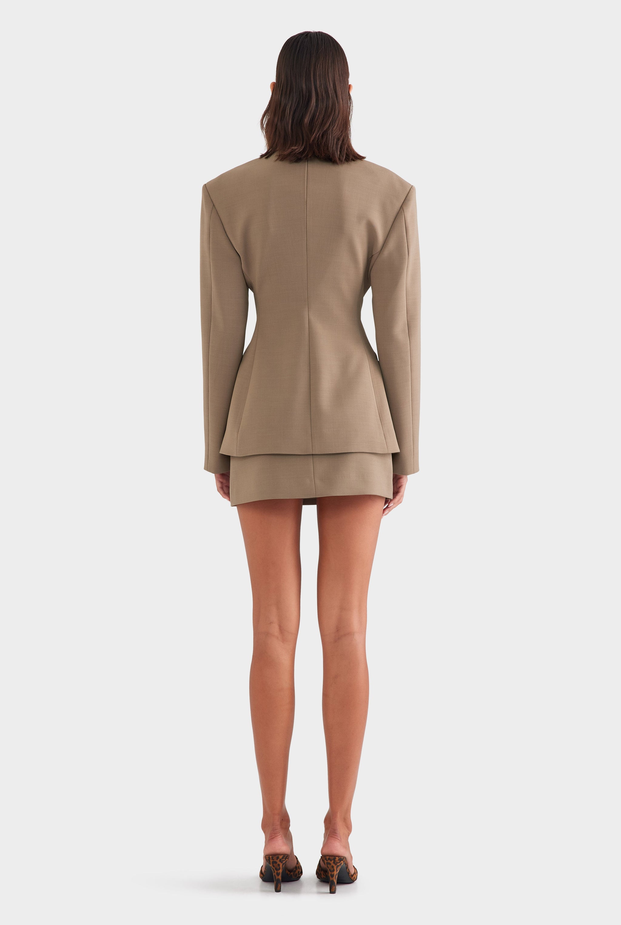 Scuba Wool Sculpted Blazer - Taupe