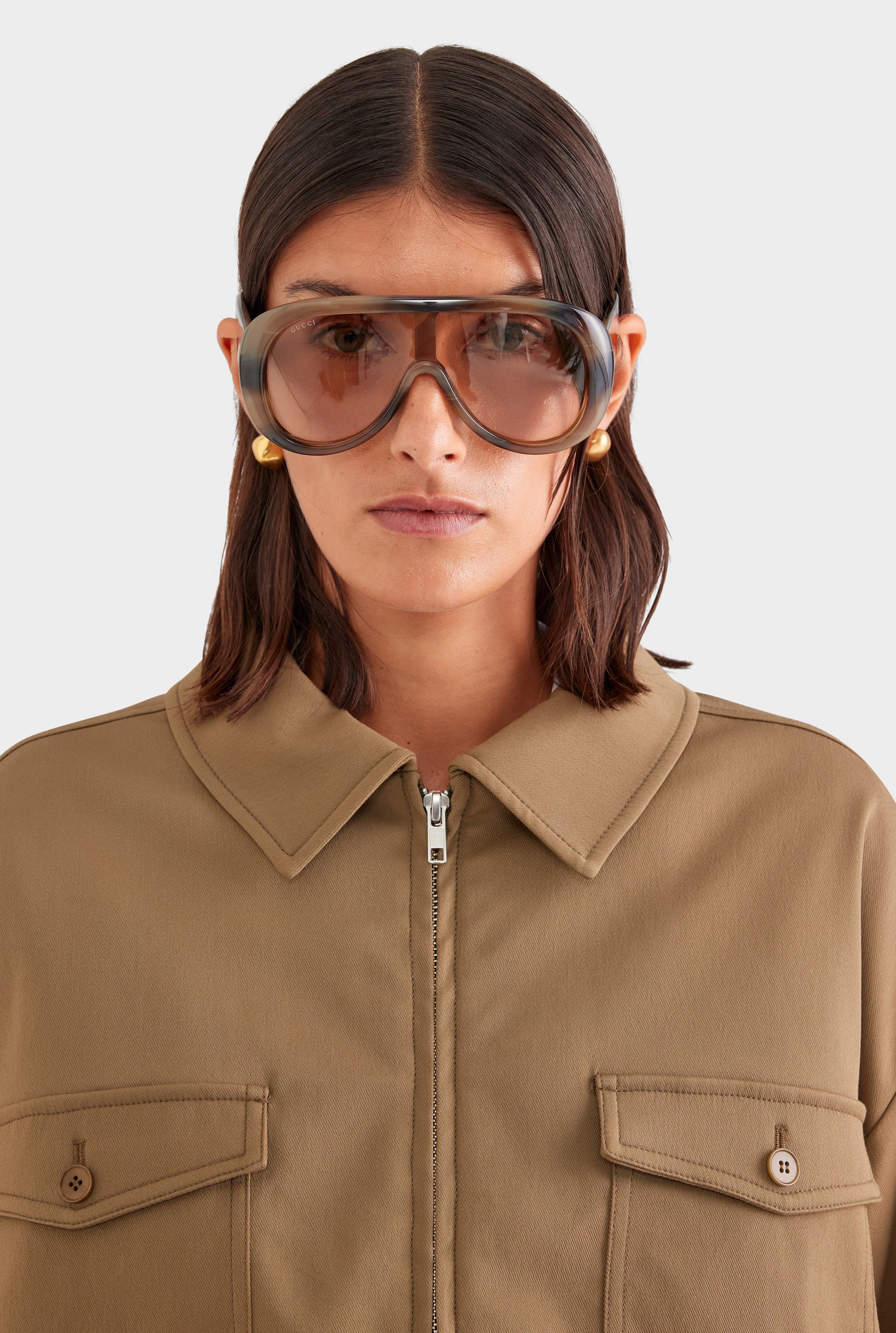 Wool Twill Zip Jacket - Olive