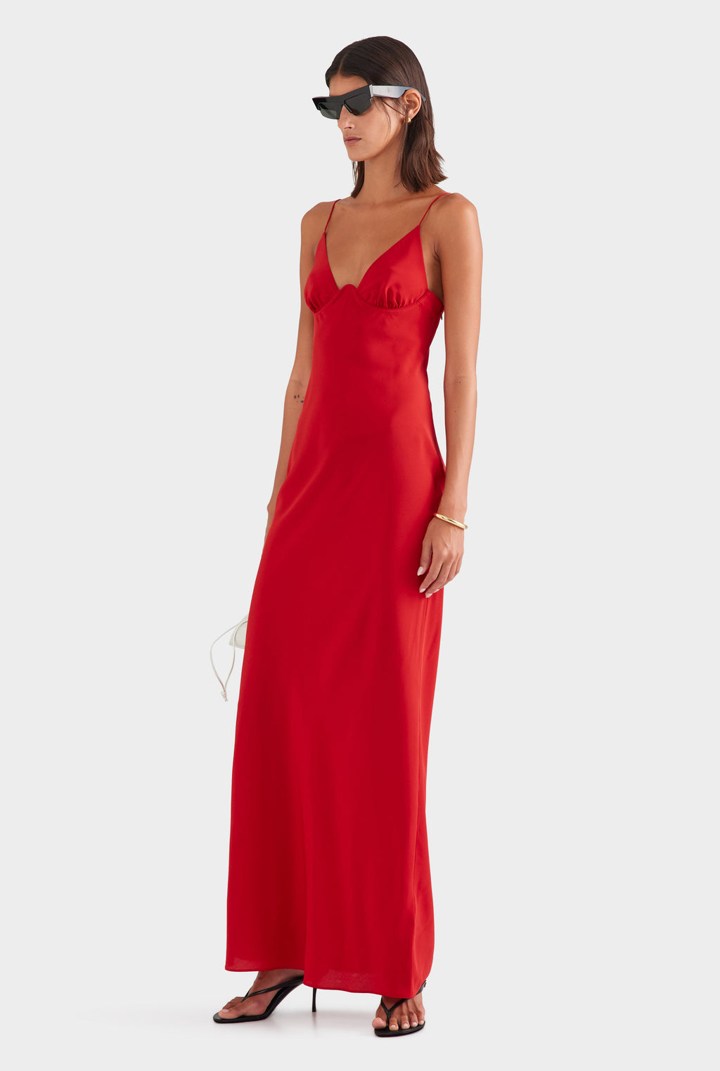 Silk Underwire Slip Dress - Red