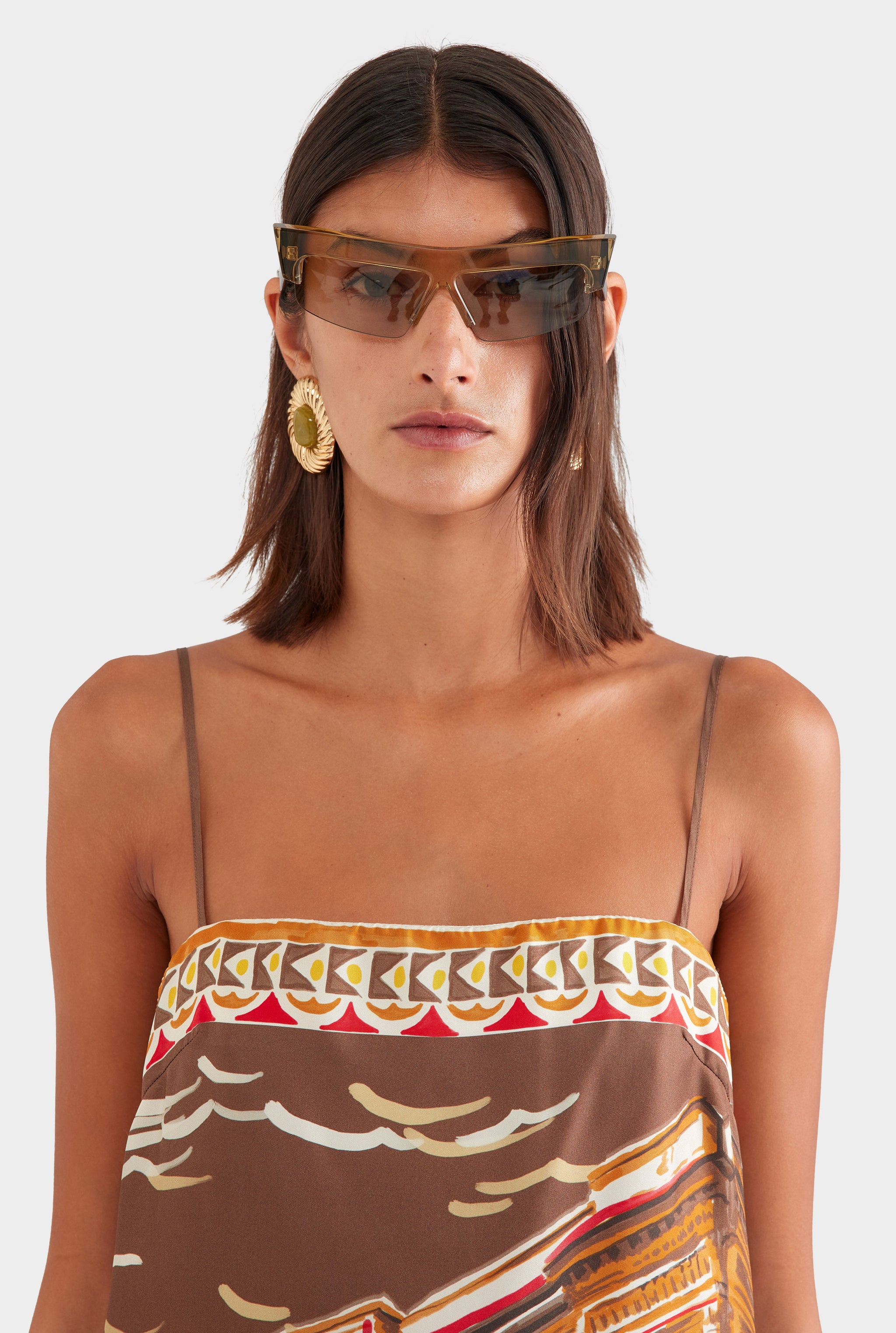 Silk Twill Mini Dress - Milano Galleria/Brown