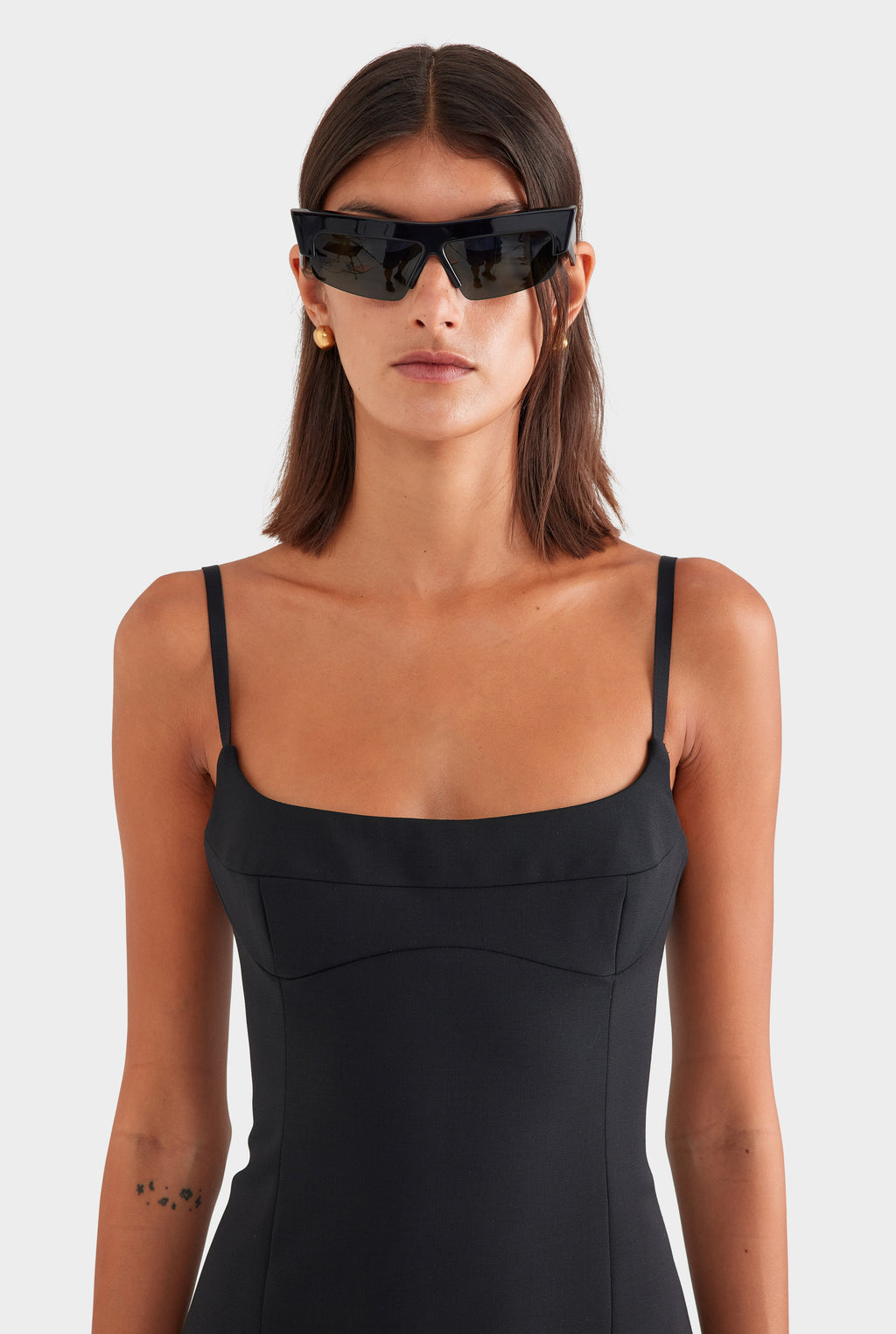 Scuba Wool Mini Dress Black