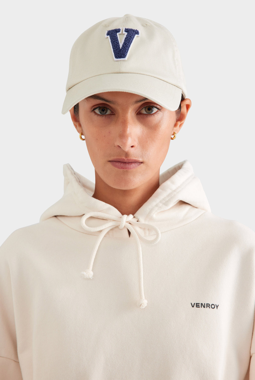 Venroy Varsity Cotton Twill Cap - Ecru