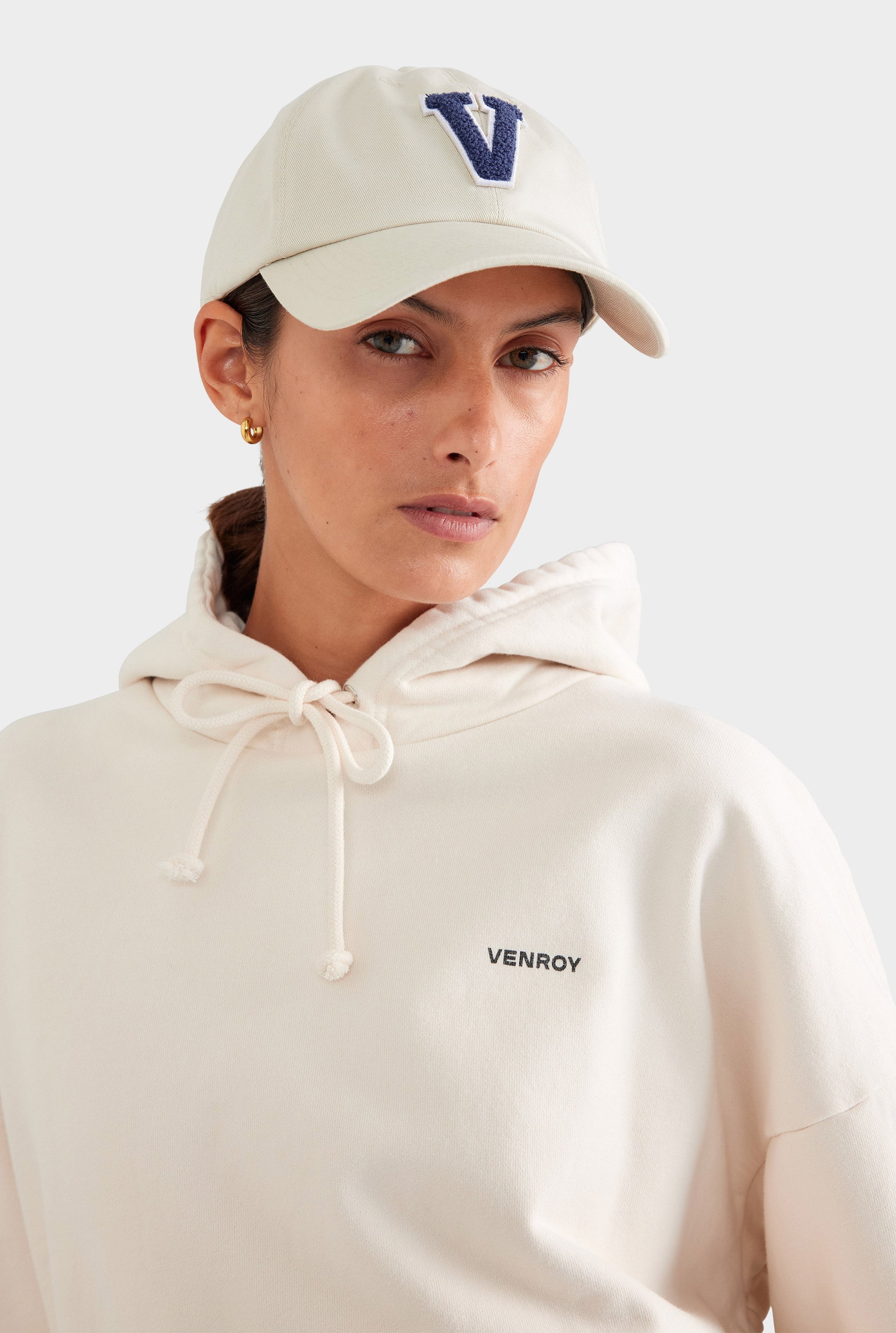 Venroy Varsity Cotton Twill Cap - Ecru