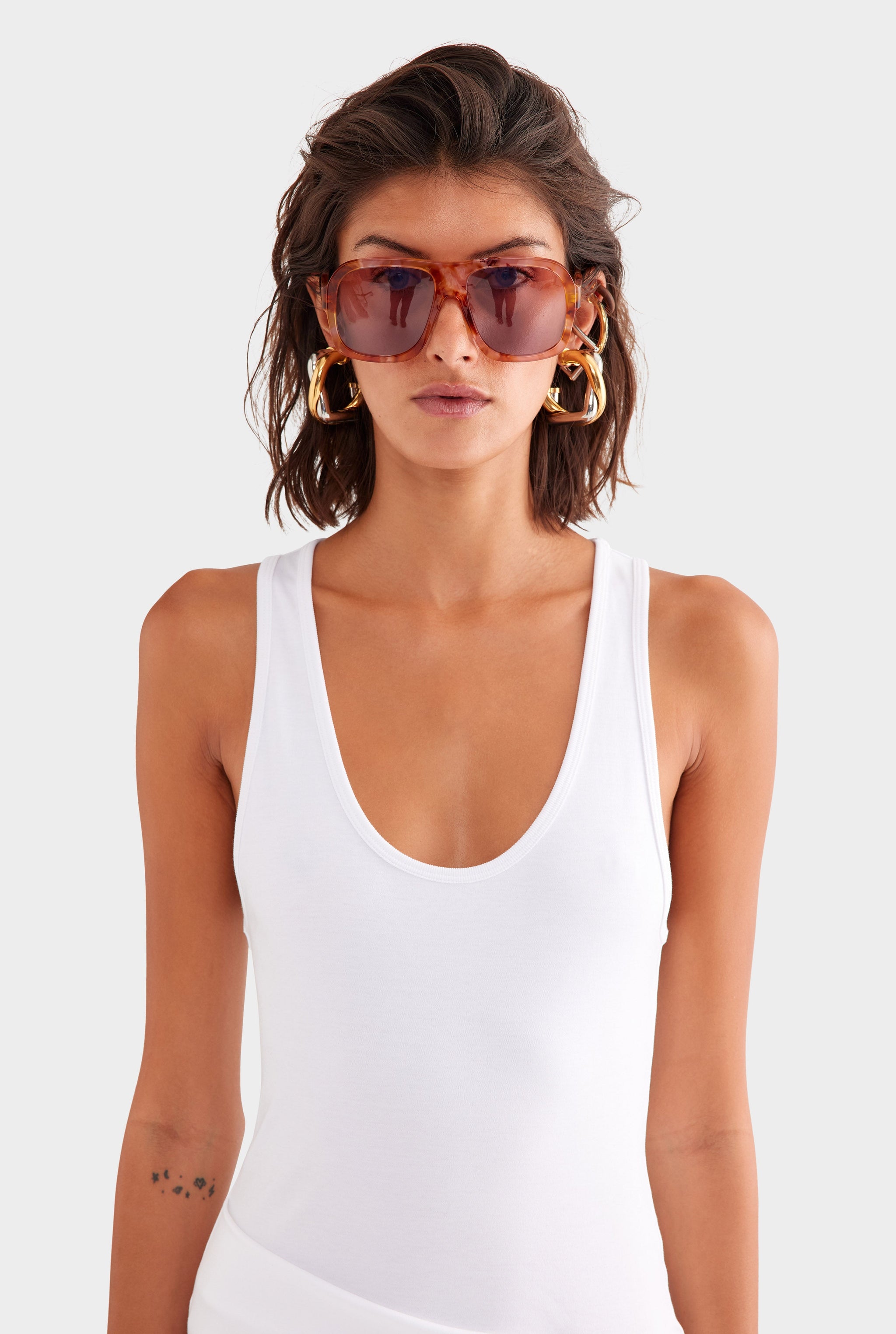 Asymmetric Draped Jersey Tank Dress - White